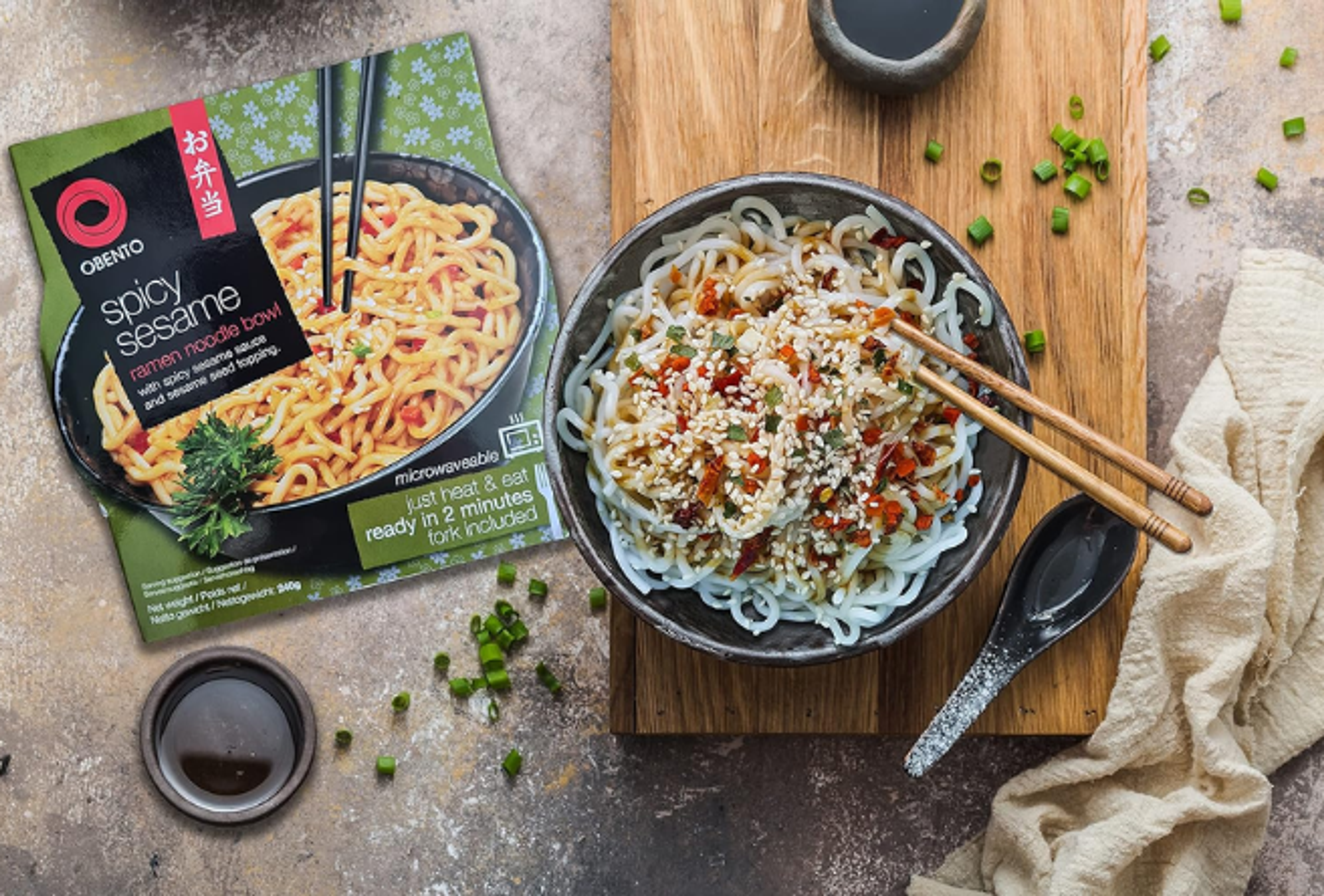 Obento Spicy Sesame Ramen Noodle Bowl 240g - Würzige Sesam-Ramen für den schnellen Genuss