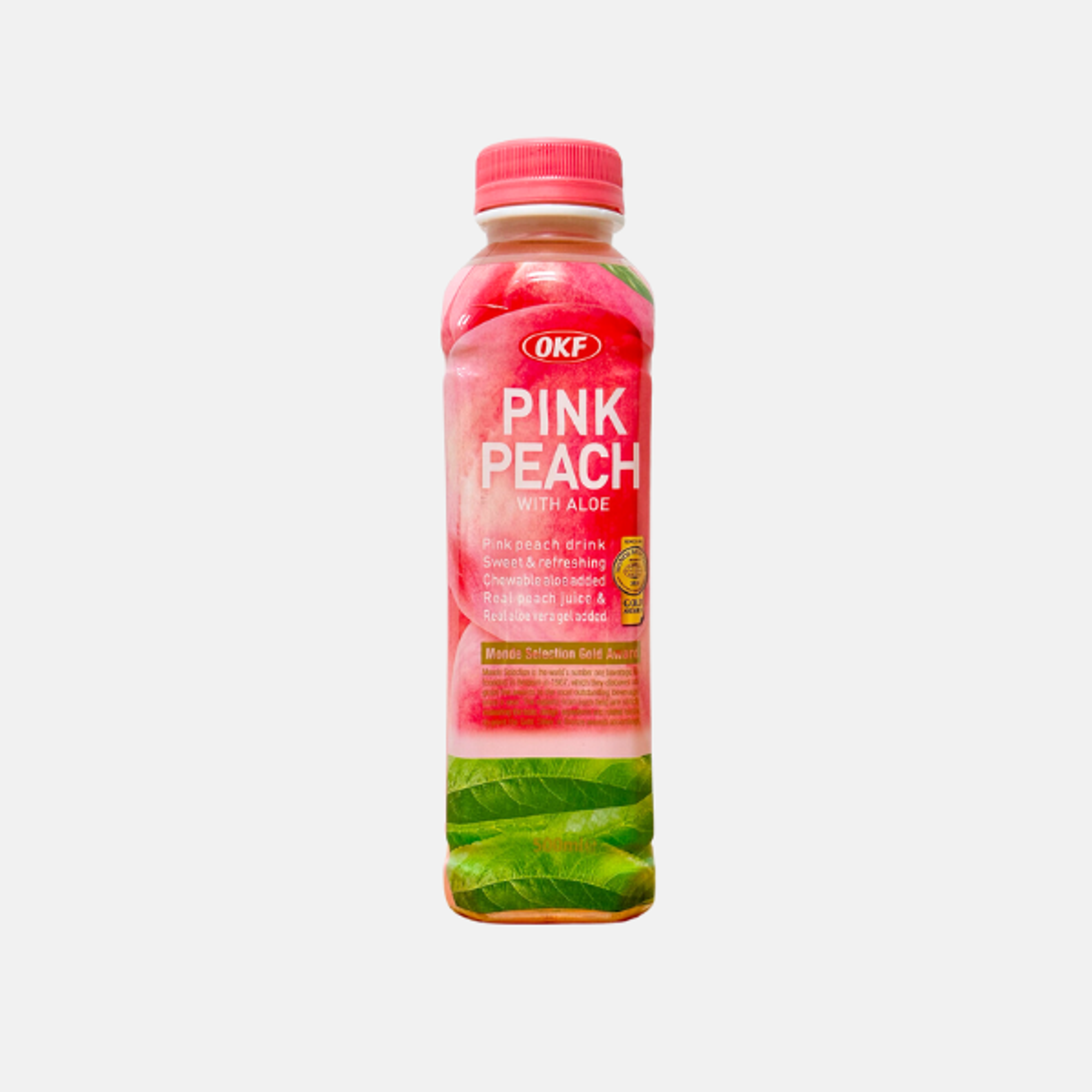 OKF Aloe Vera Drink Pink Peach 500ml - Erfrischendes Getränk mit Aloe und rosa Pfirsich