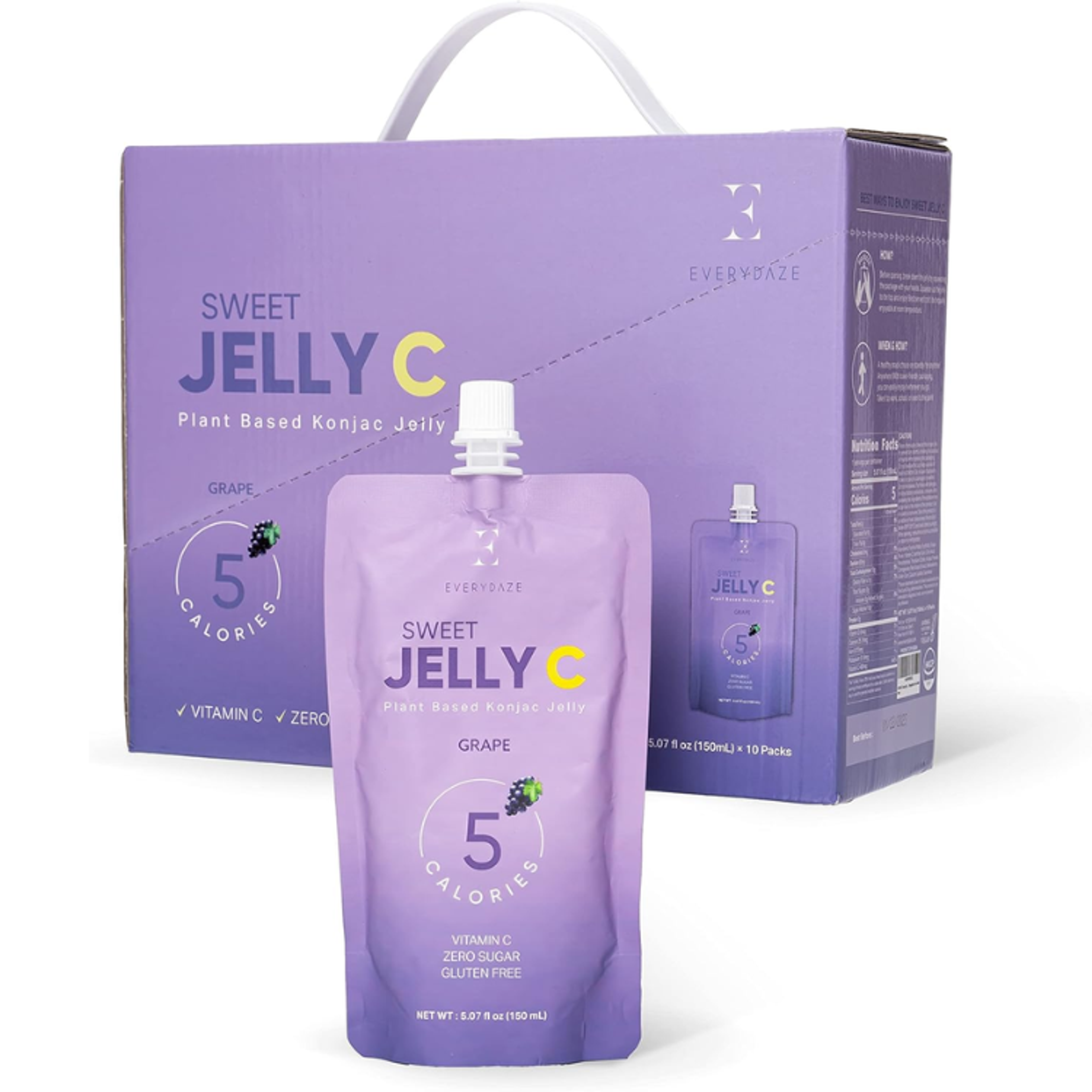 EVERYDAZE Sweet C Konjac Jelly Traube 150ml - Erfrischendes, zuckerfreies Getränk mit Vitamin C