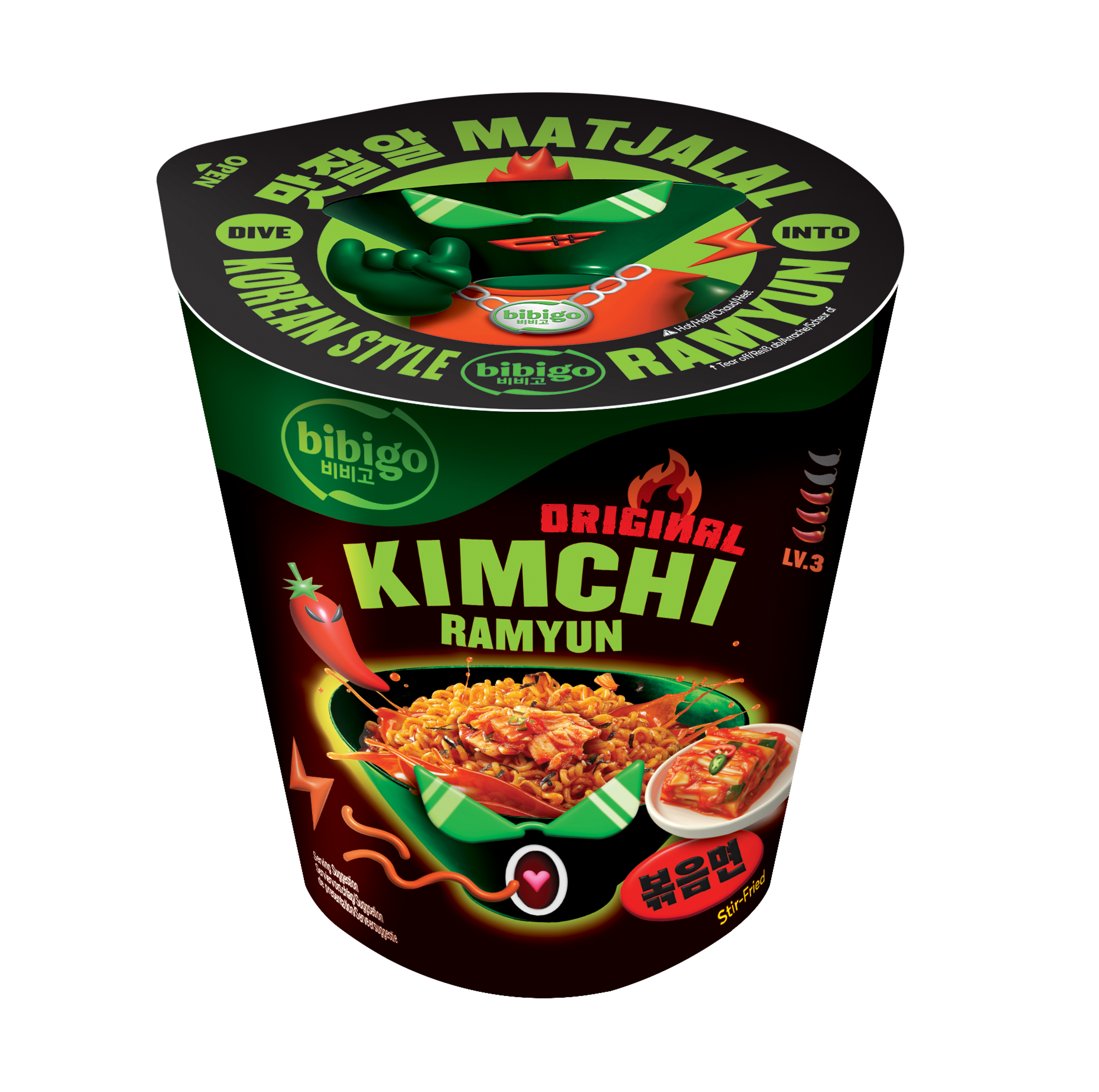 BIBIGO Kimchi Ramyun Original 98 g | Mild-würziger Kimchi-Geschmack