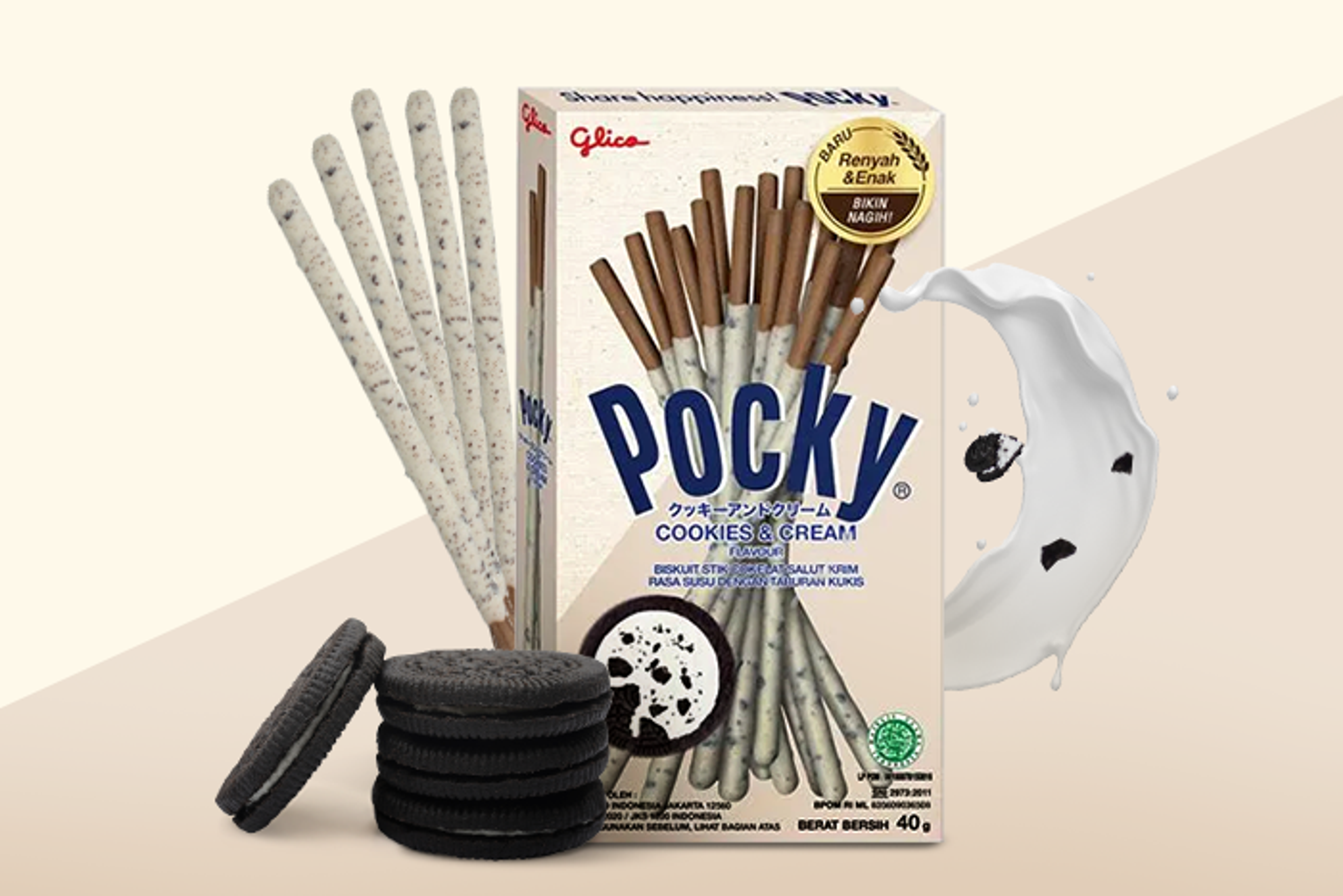 Glico Pocky Cookies & Cream 40g – Perfekte Mischung aus Keks und Creme