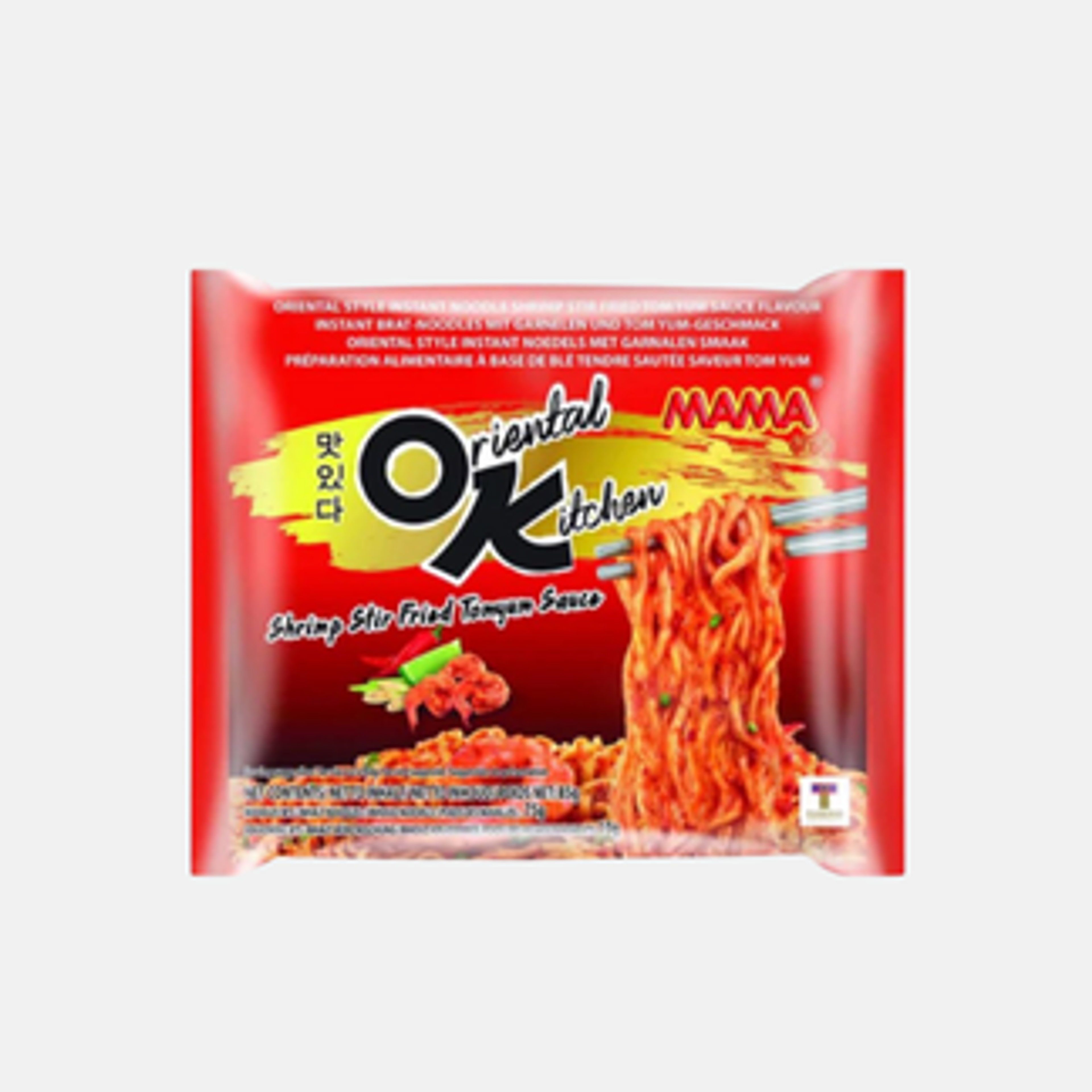 MAMA OK Oriental Kitchen Ramen - Shrimp Stir Fried Tomyum Sauce 85g – Spicy Instant Ramen with Shrimp and Tomyum Flavor