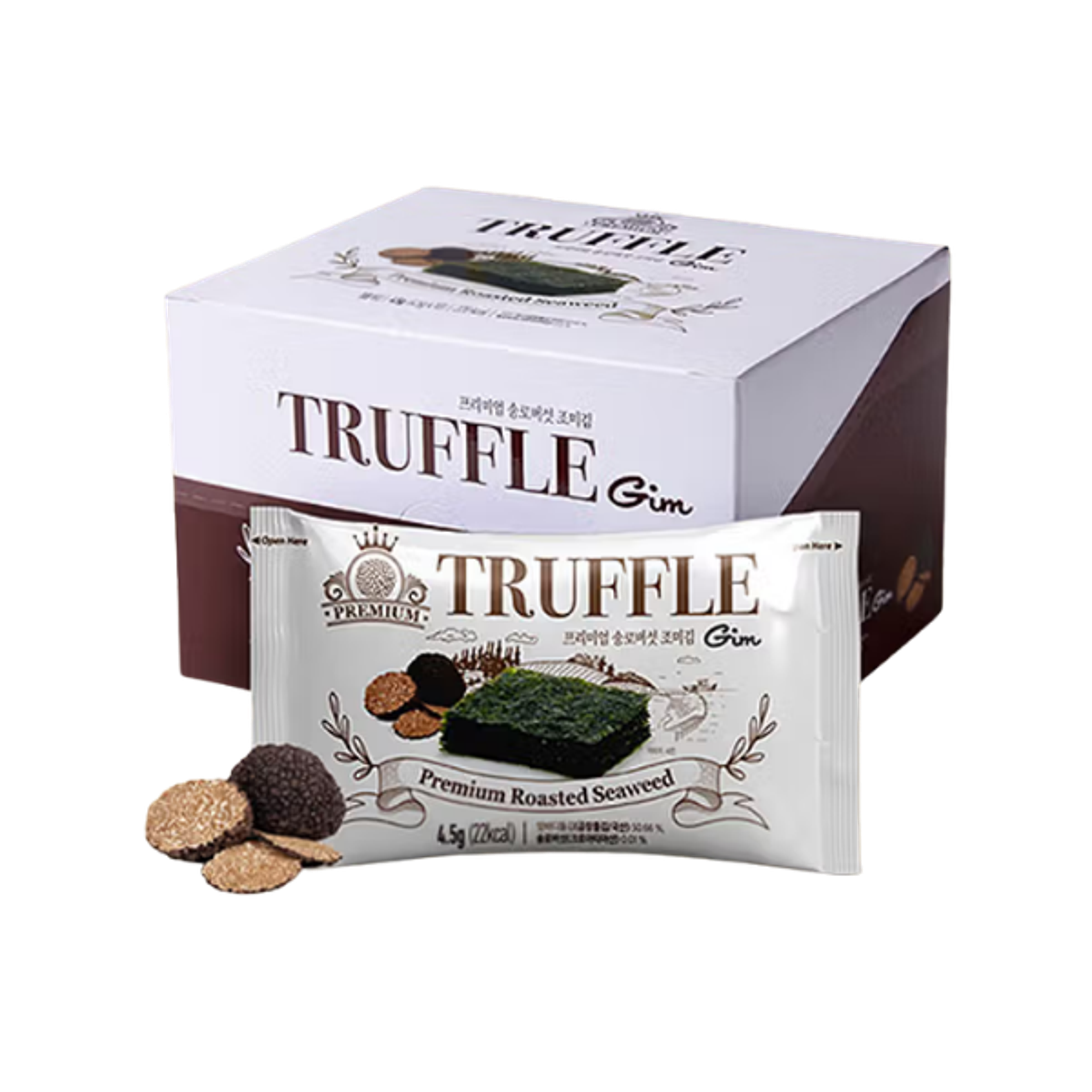 Genießen Sie die gesunde Fusion von Meeresaromen und Trüffelnoten in jedem Bissen von "Gim's Seetang-Snack Truffle".