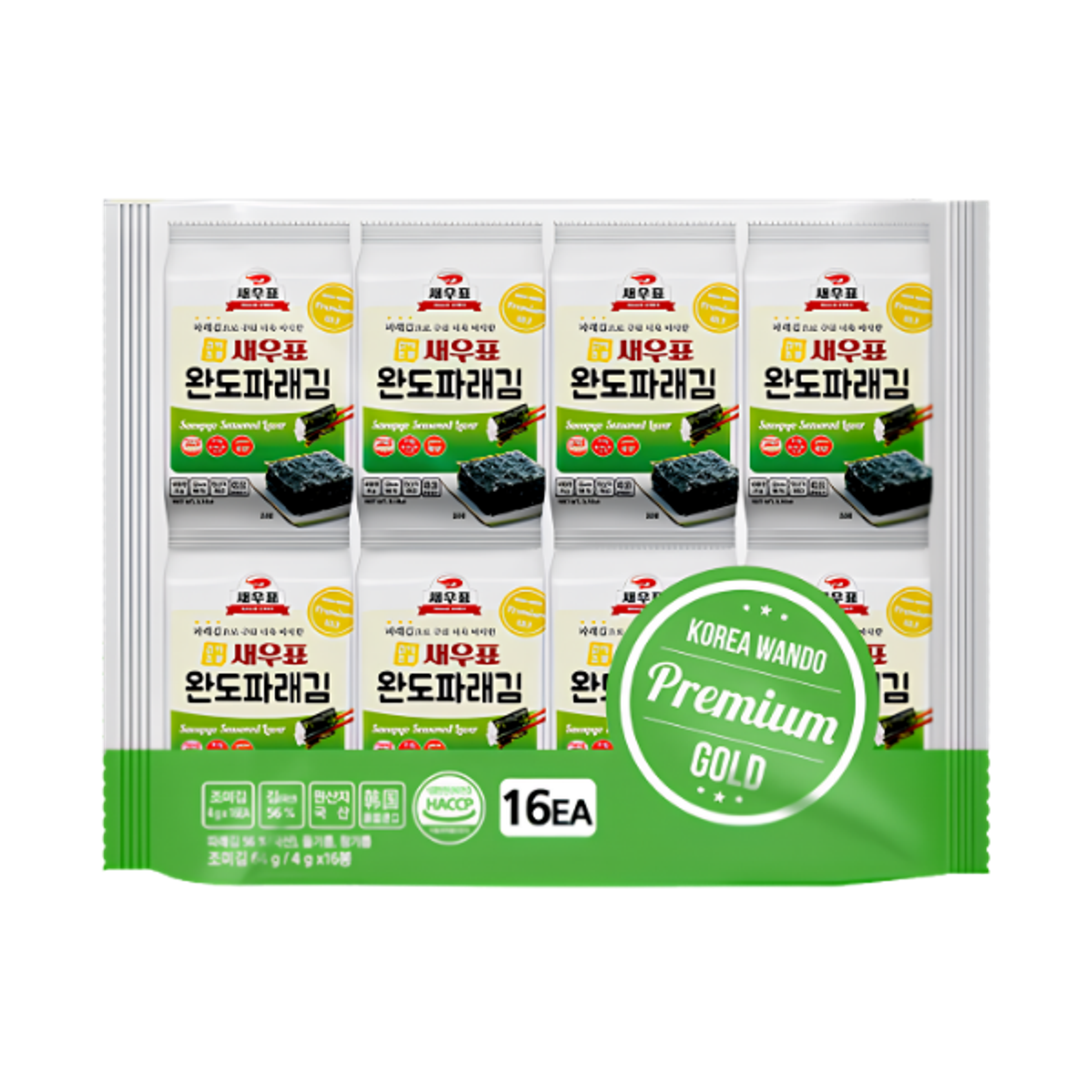 WANDO Parae Gim Snack 4g x 16er | Koreanischer grüner Seetang Snack
