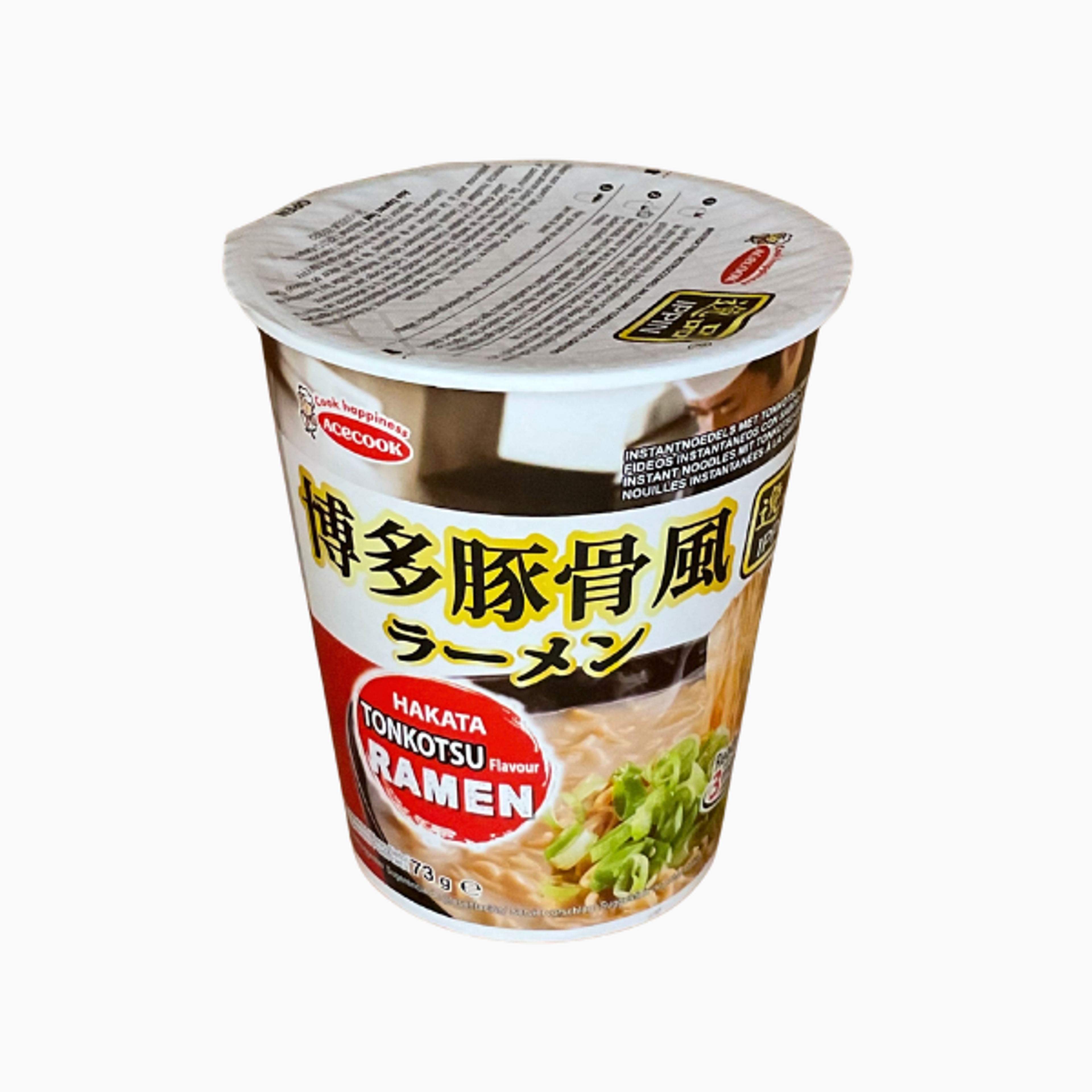 ACECOOK Hakata Tonkotsu Cup Ramen 73g | Cremiger Ramen mit Schweinebrühe im Becher