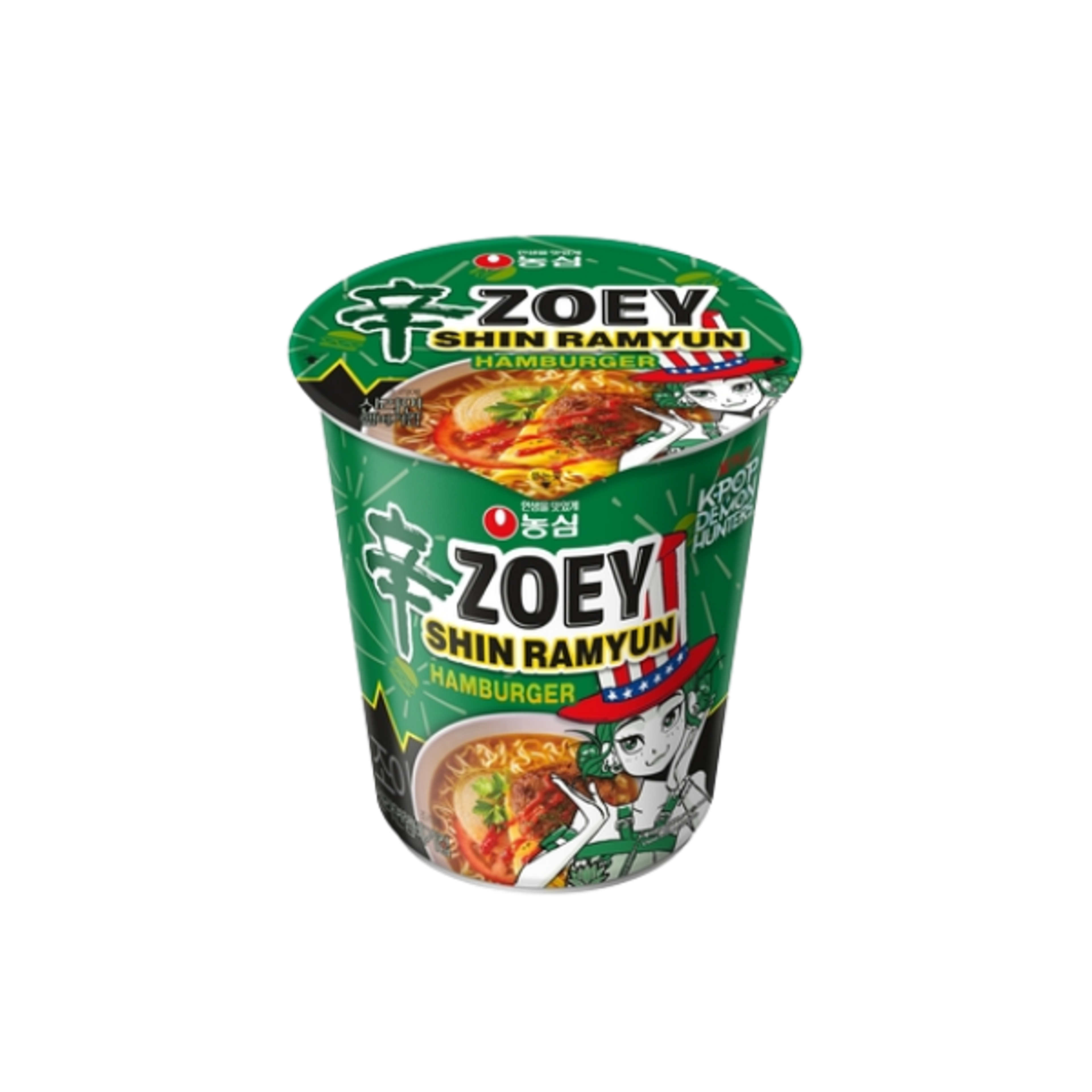 NONGSHIM KPOP DEMON HUNTERS Zoey Shin Ramyun Hamburger Mini Cup 65g | Korean Cup Noodles Burger Flavor