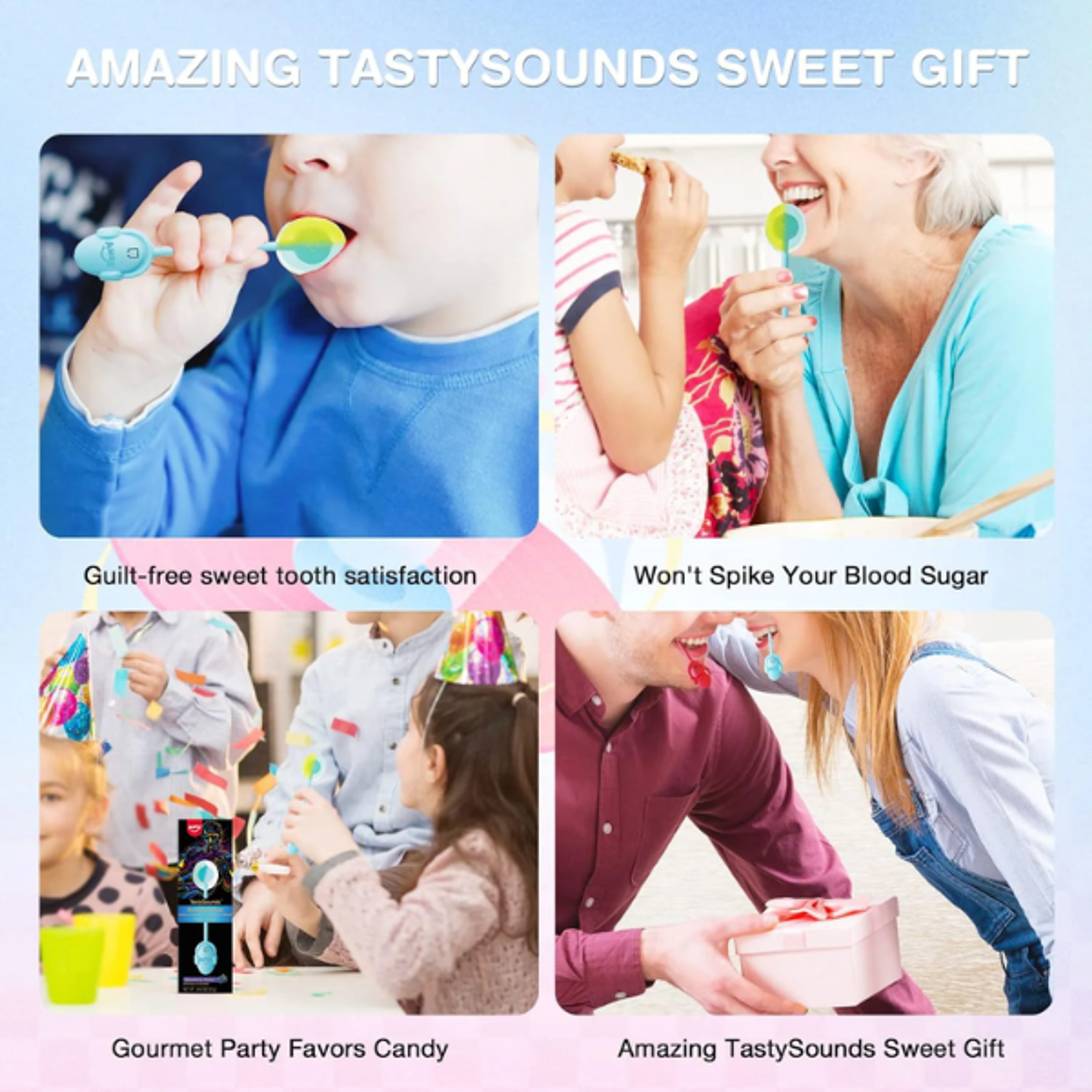 AMOS TASTYSOUNDS Audio Lollipop Blueberry 12g | Candy Lollipop with Sound