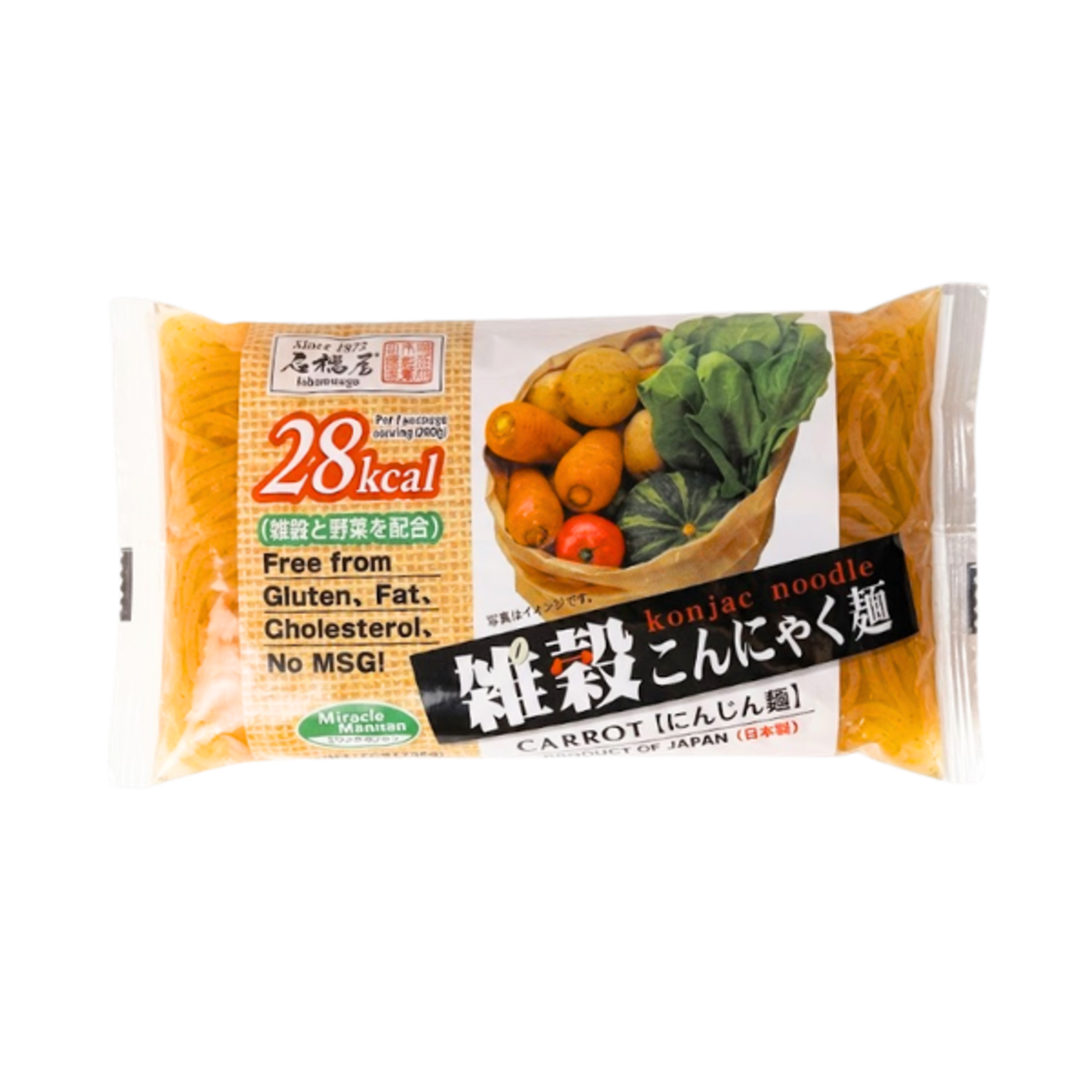 ISHIBASHIYA Konjaknudeln Karotte 200g | Kalorienarm & Glutenfrei