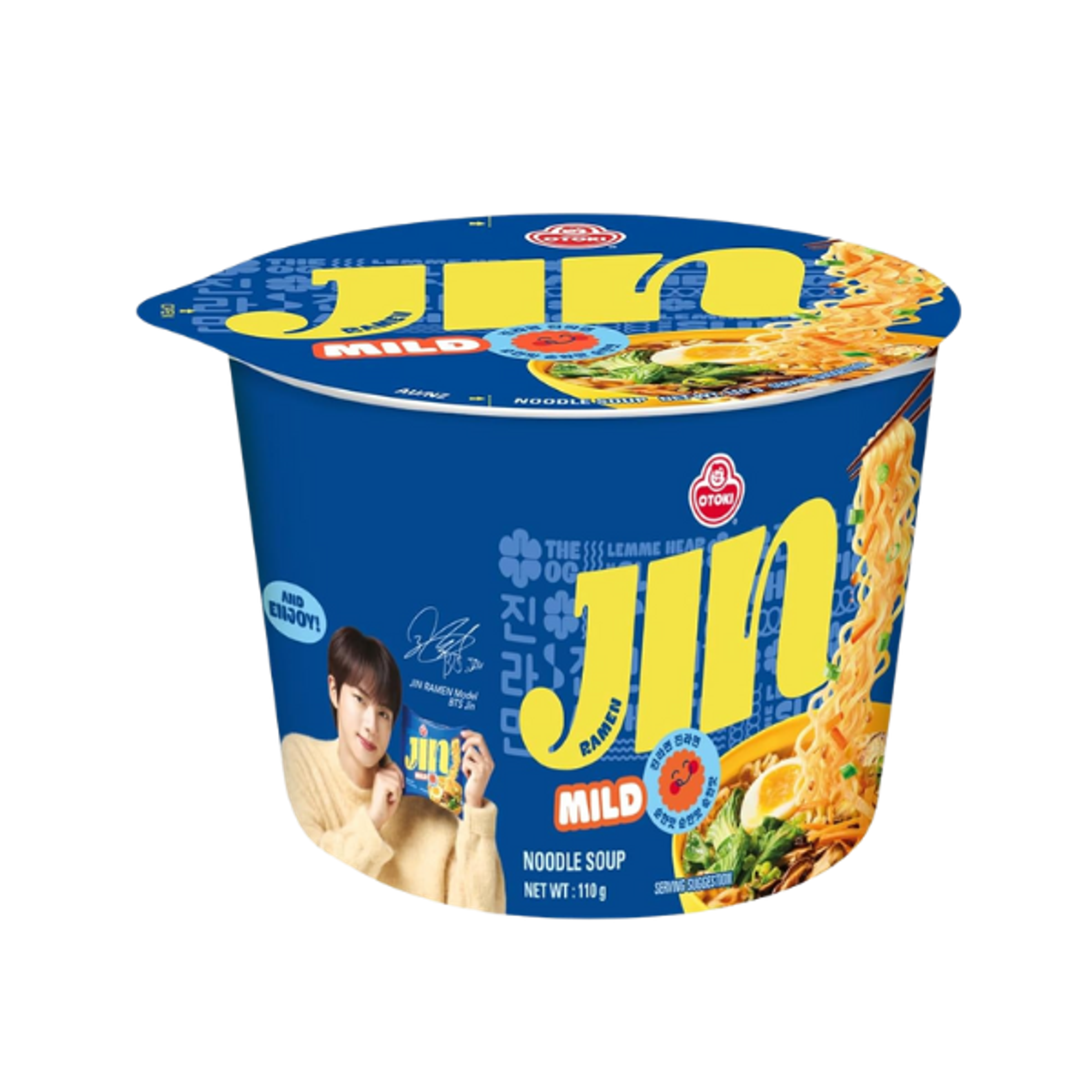 OTTOGI Jin Ramen Mild Big Bowl 110g | Milde vegane koreanische Ramen-Nudeln im großen Becher