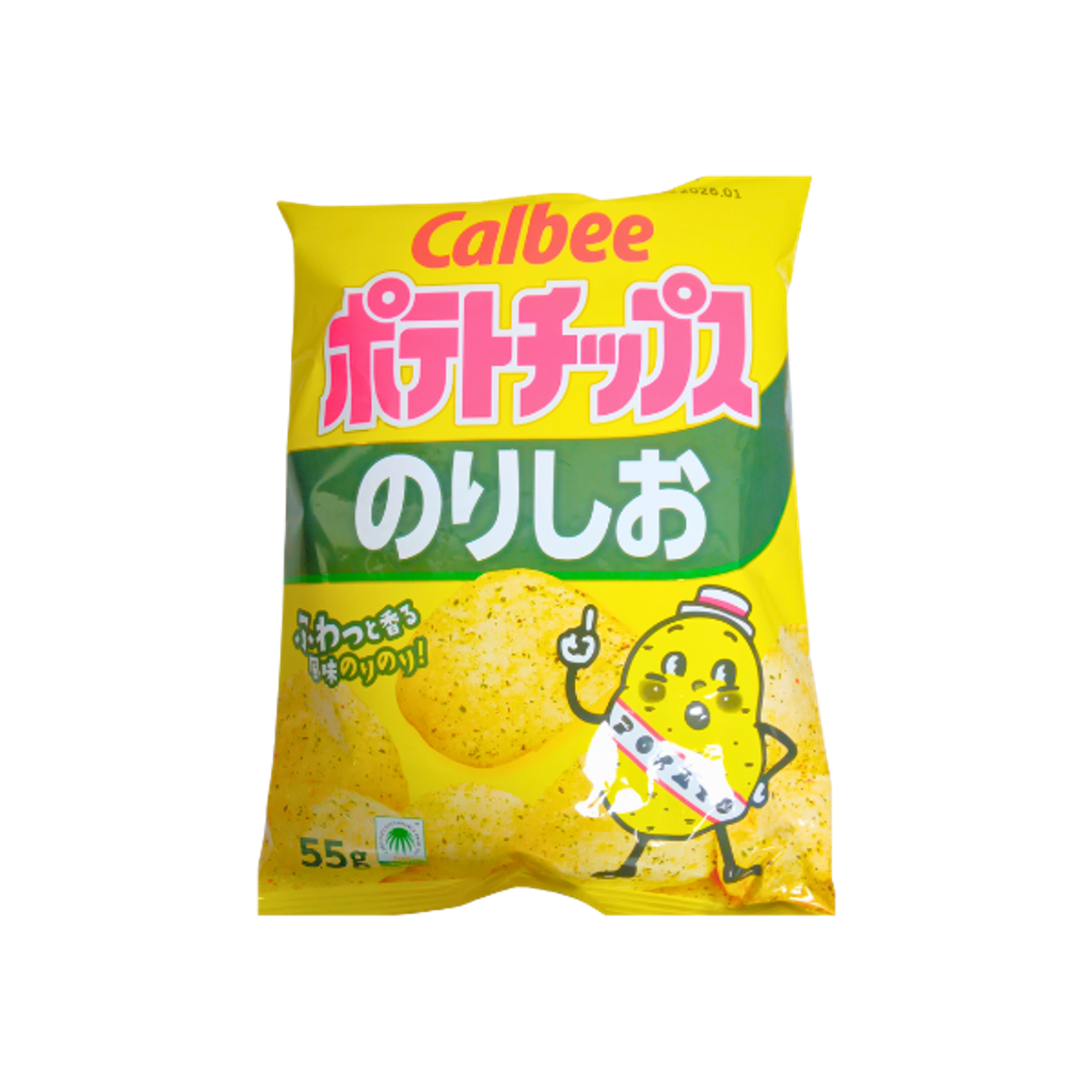 CALBEE Potato Chips Nori Shio 55 g | Knusprige japanische Chips mit Nori-Algen und Salz