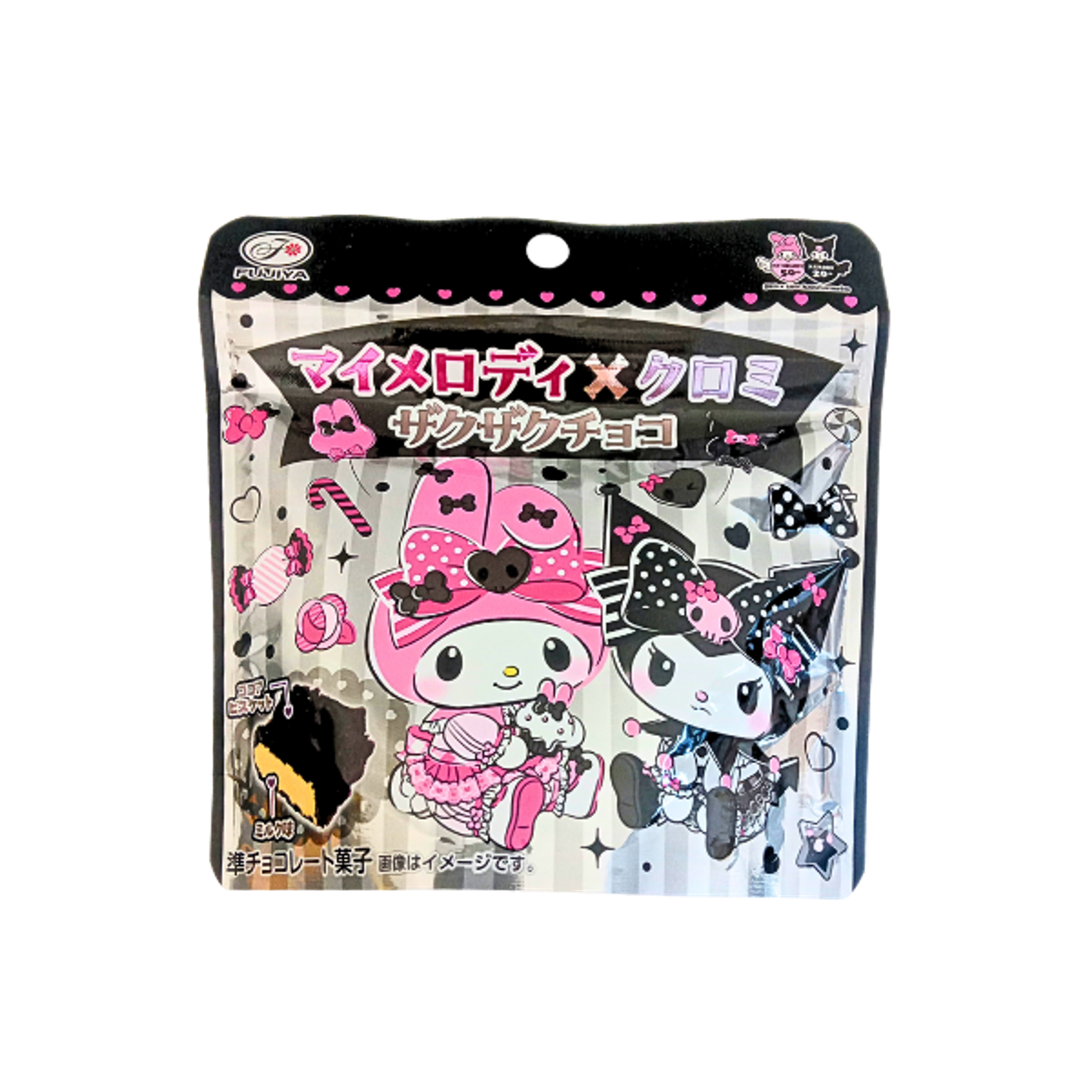 Fujiya My Melody × Kuromi Crunchy Chocolate Biscuit Pouch 34g