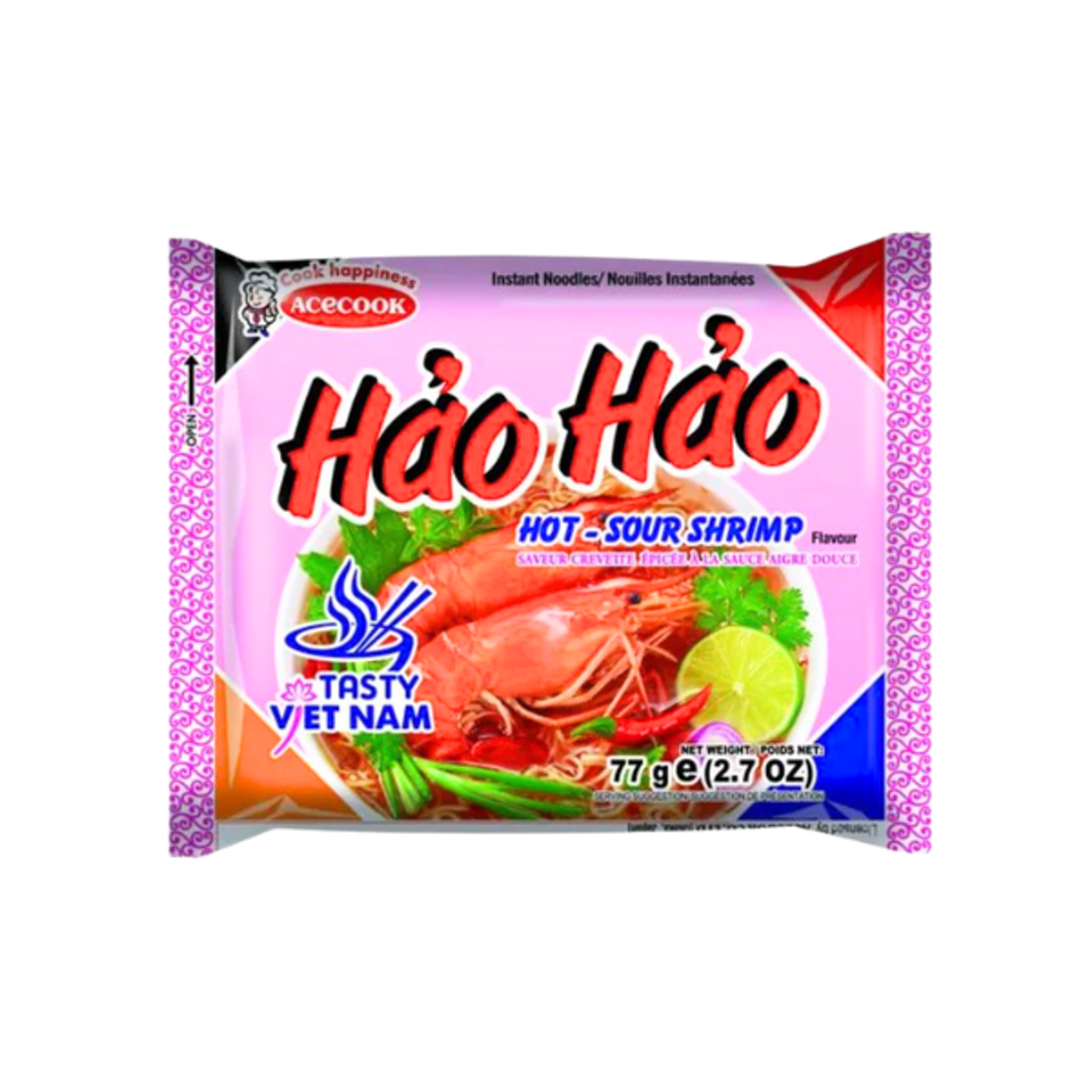 ACECOOK Hao Hao Hot & Sour Shrimp Instant Nudeln 77g | Vietnamesische Instantnudeln