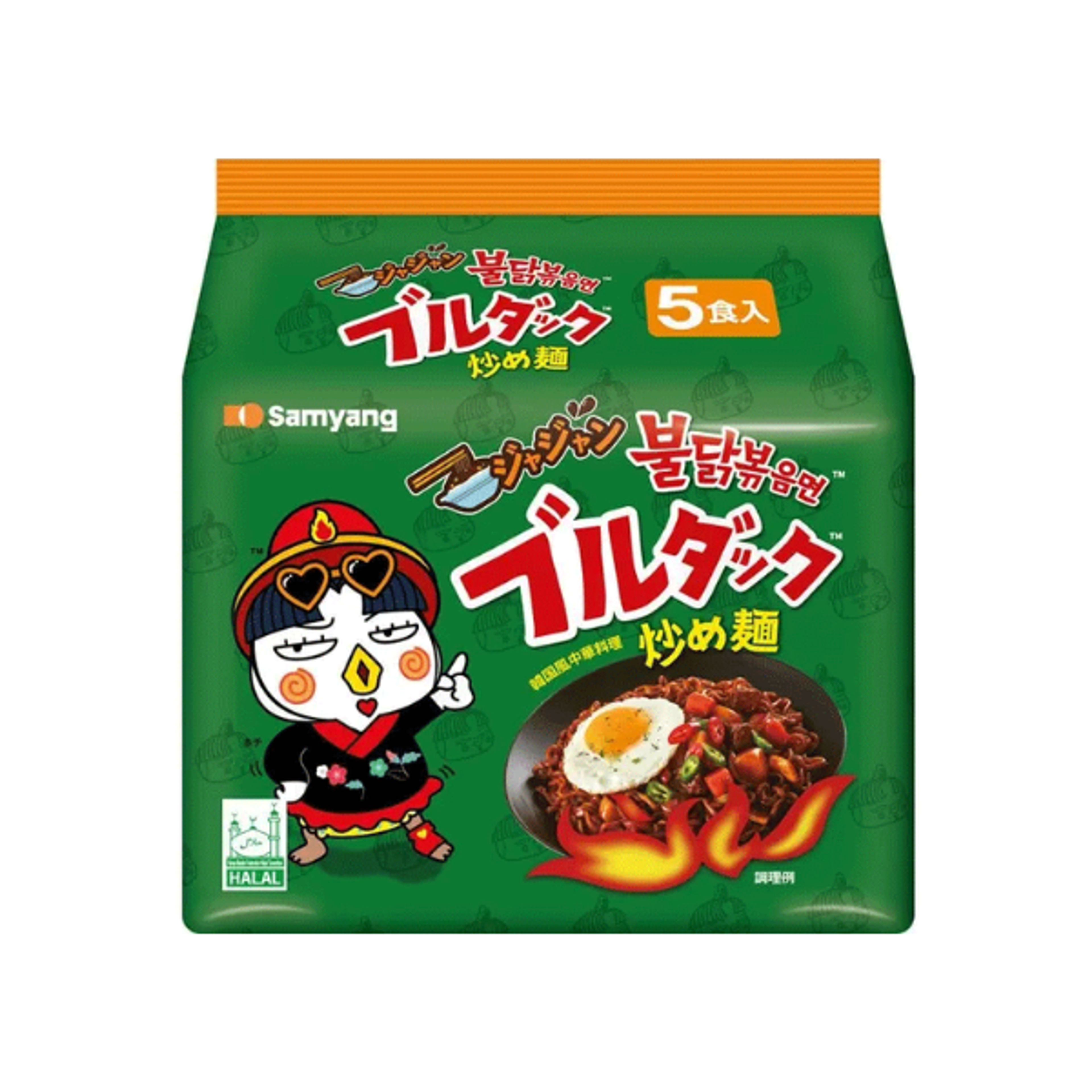 Verpackung des Samyang Buldak Jjajang Ramyeon 5er-Packs.