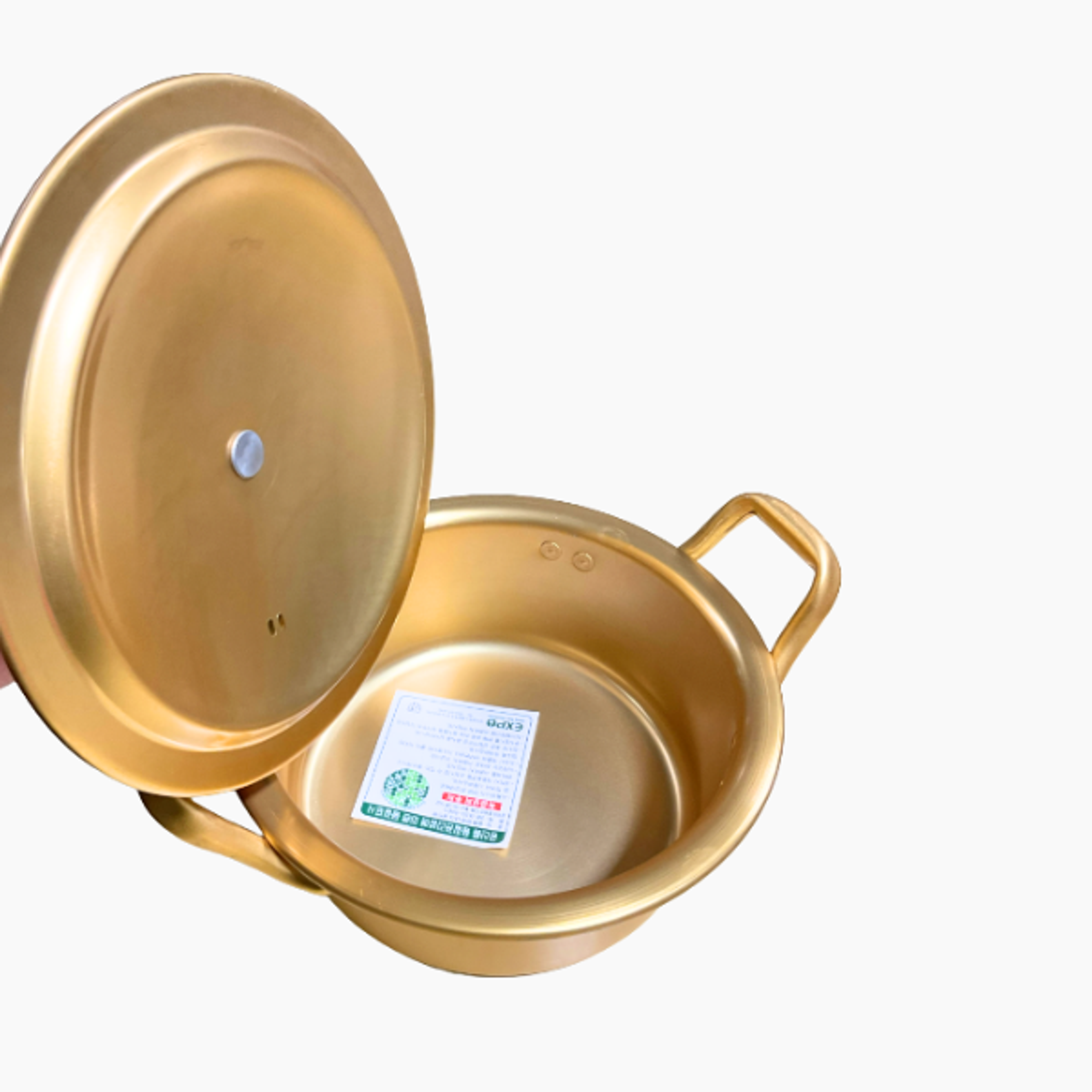 Koreanischer Goldtopf 16 cm mit Deckel – Ramyeon-Nudeltopf im Retrodesign