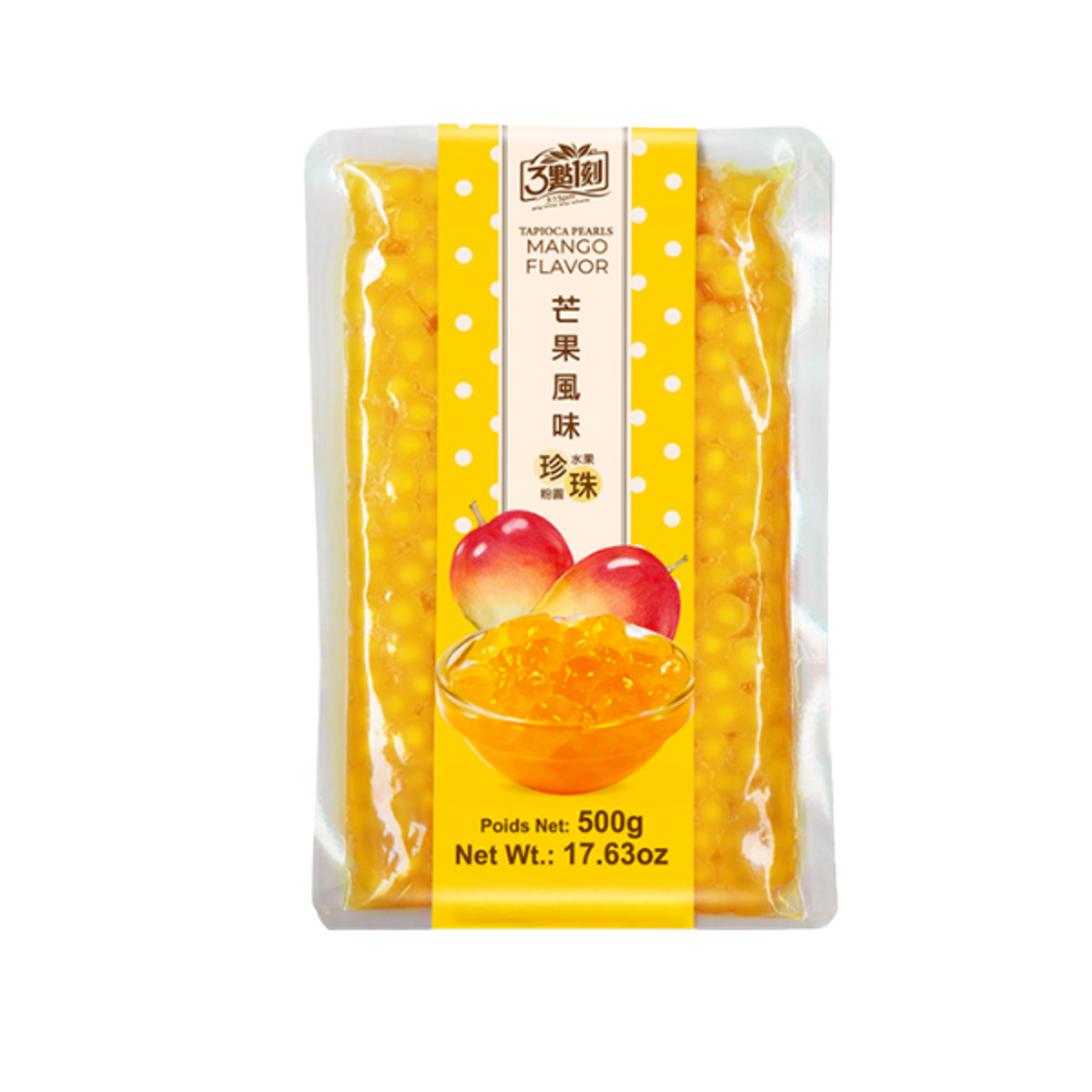 3:15PM Milk Tea Tapioca Pearls mit Mango-Geschmack 500 g | Boba-Perlen für Bubble Tea & Desserts
