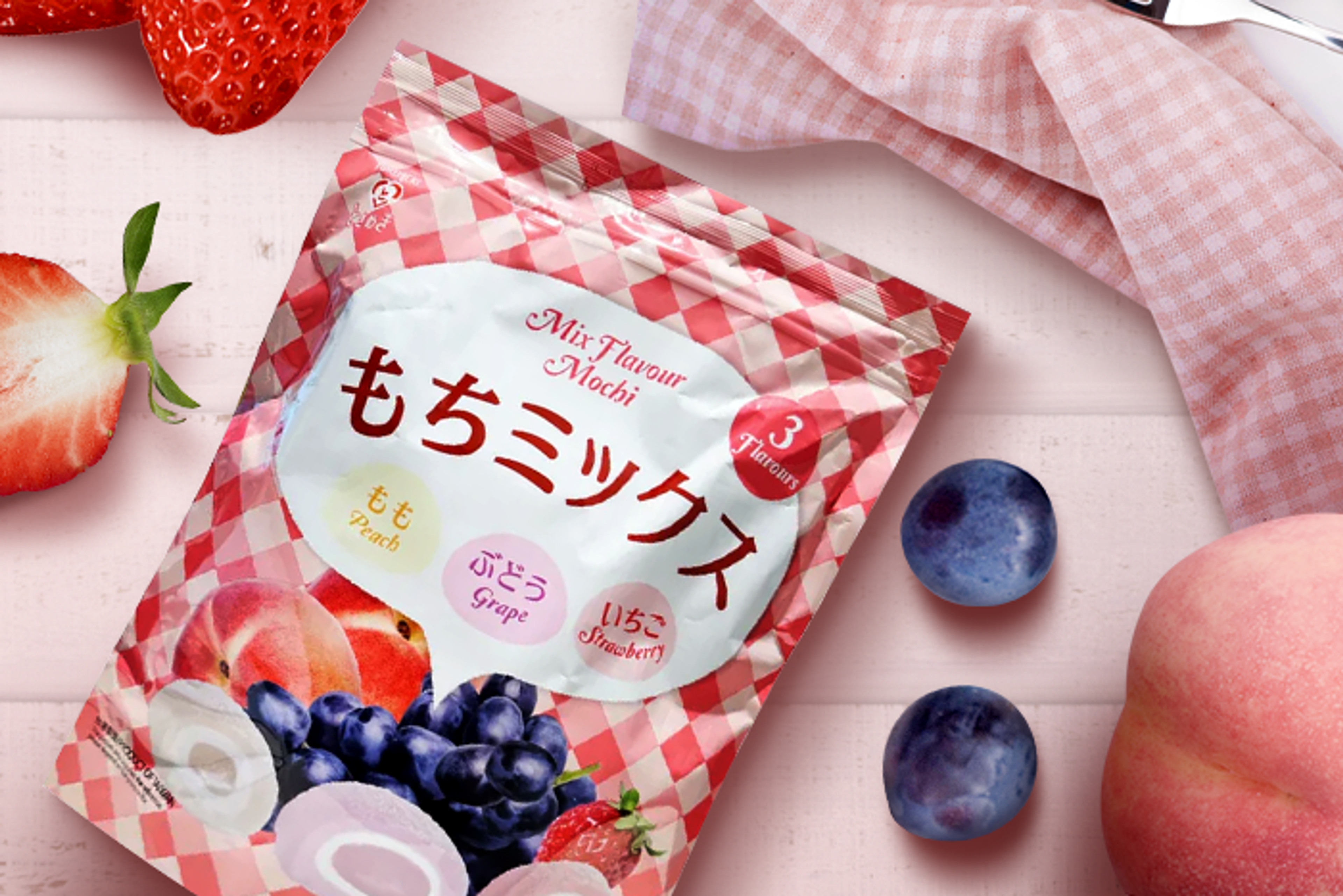 Geöffnete Packung Tokimeki Mochi, präsentiert die farbenfrohen Mochis