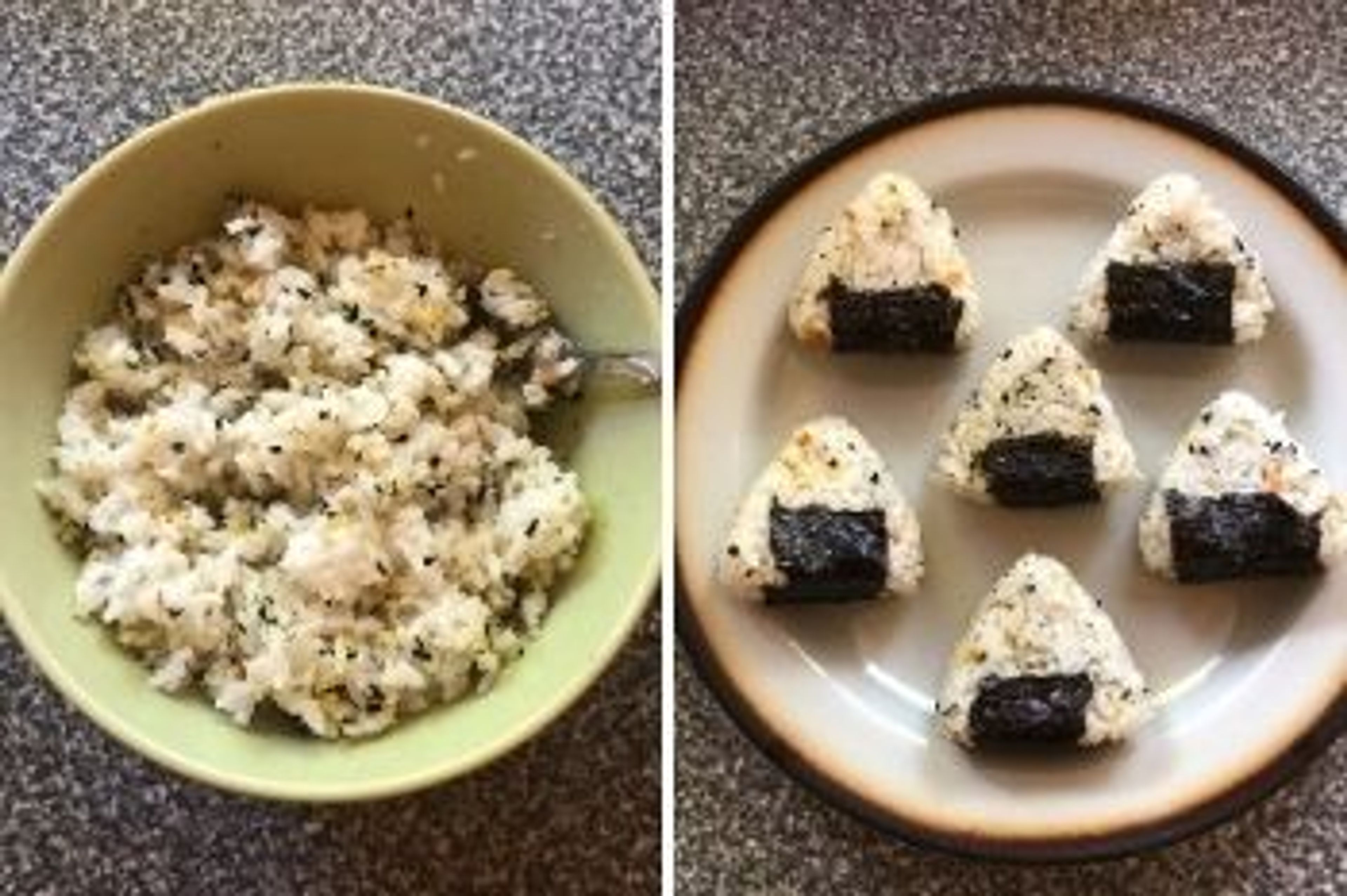 Onigiri mit Furikake vermischen