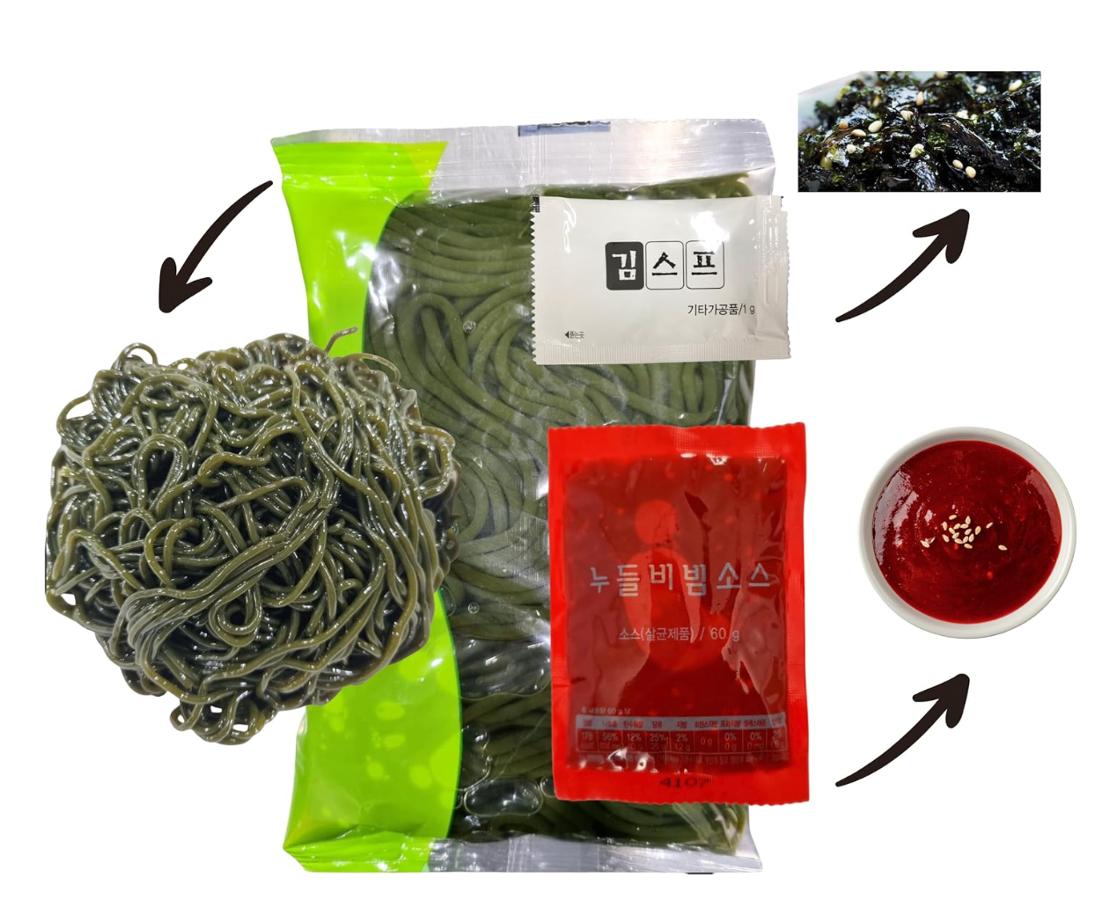 ECA Seaweed Noodle with Spicy Sauce 391 g | Low-Calorie Seaweed Noodles with Spicy Flavor