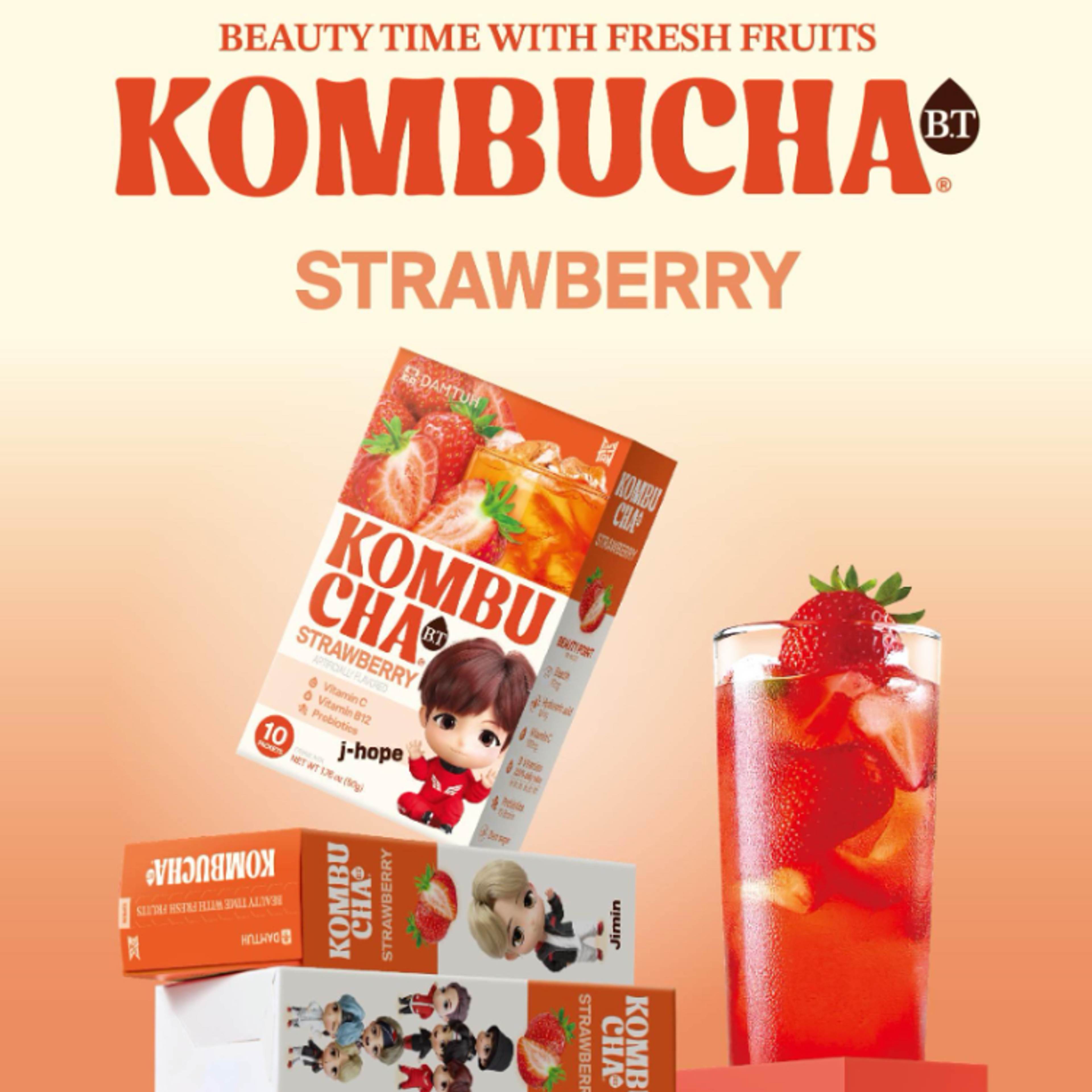 BTS X DAMTUH Kombucha Strawberry 10er Pack (50g)