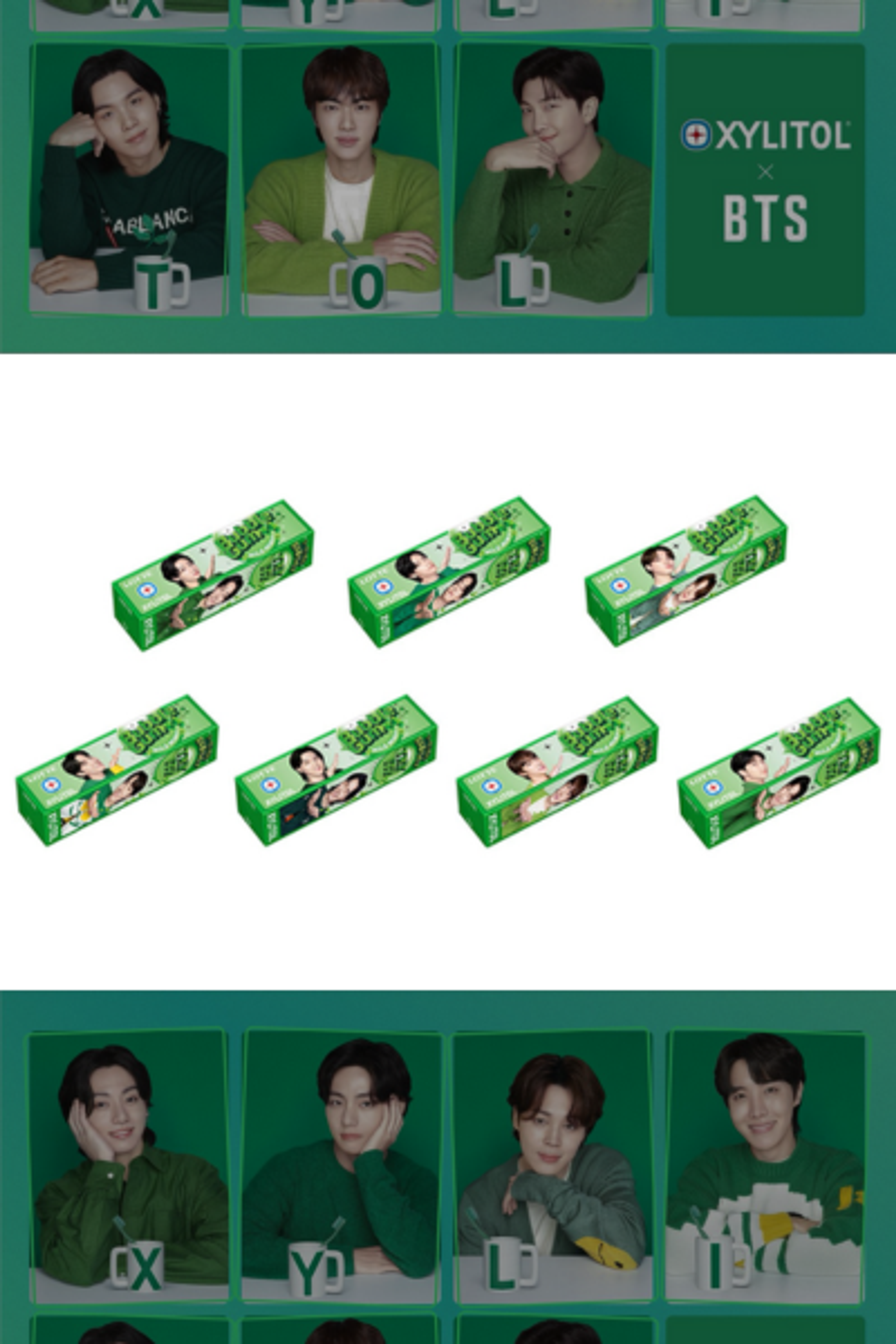 BTS x Lotte Xylitol Bubble Gum Mild Mint 9P 26g