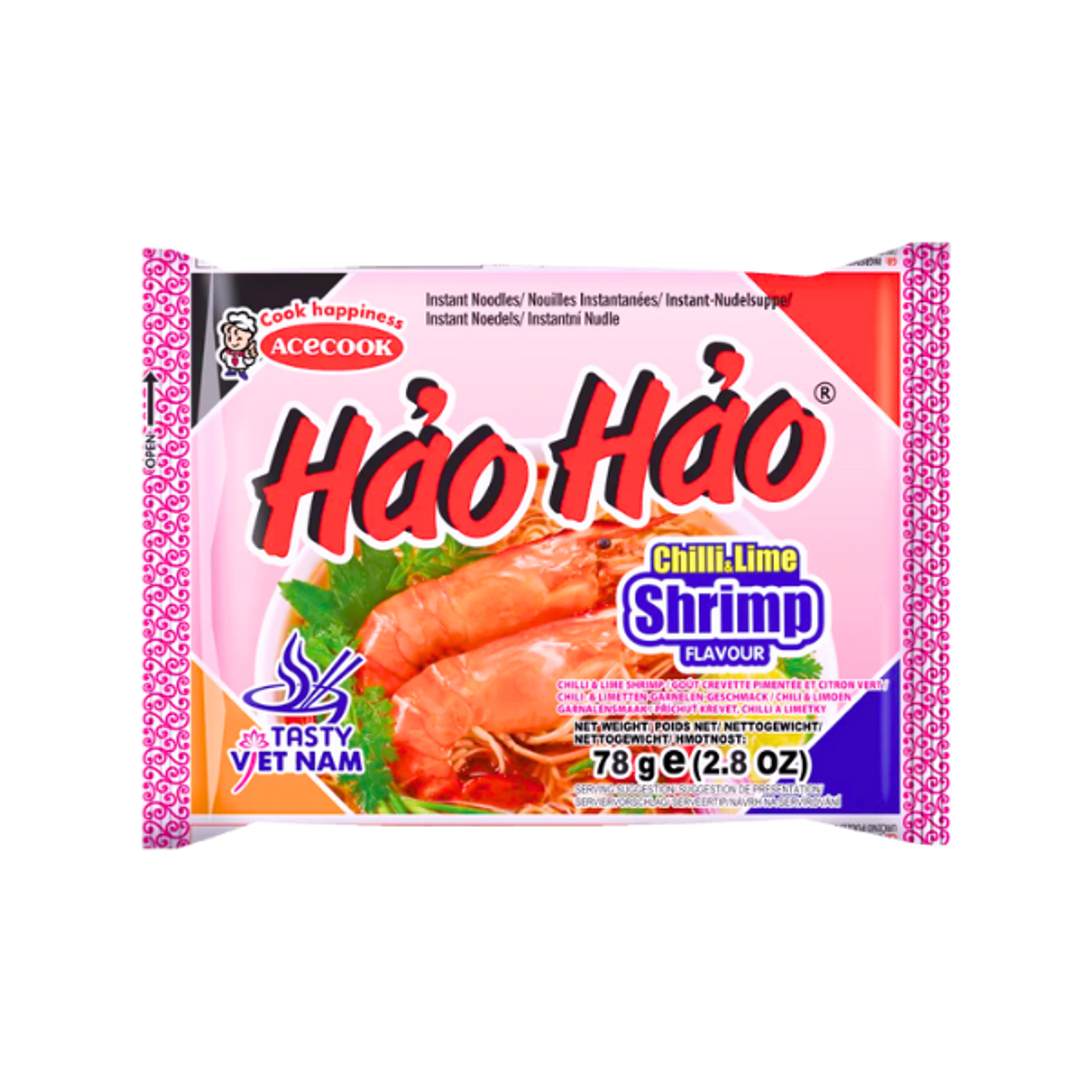 ACECOOK Hao Hao Chili & Limette Garnelen 78g | Vietnamesische Instant Nudeln