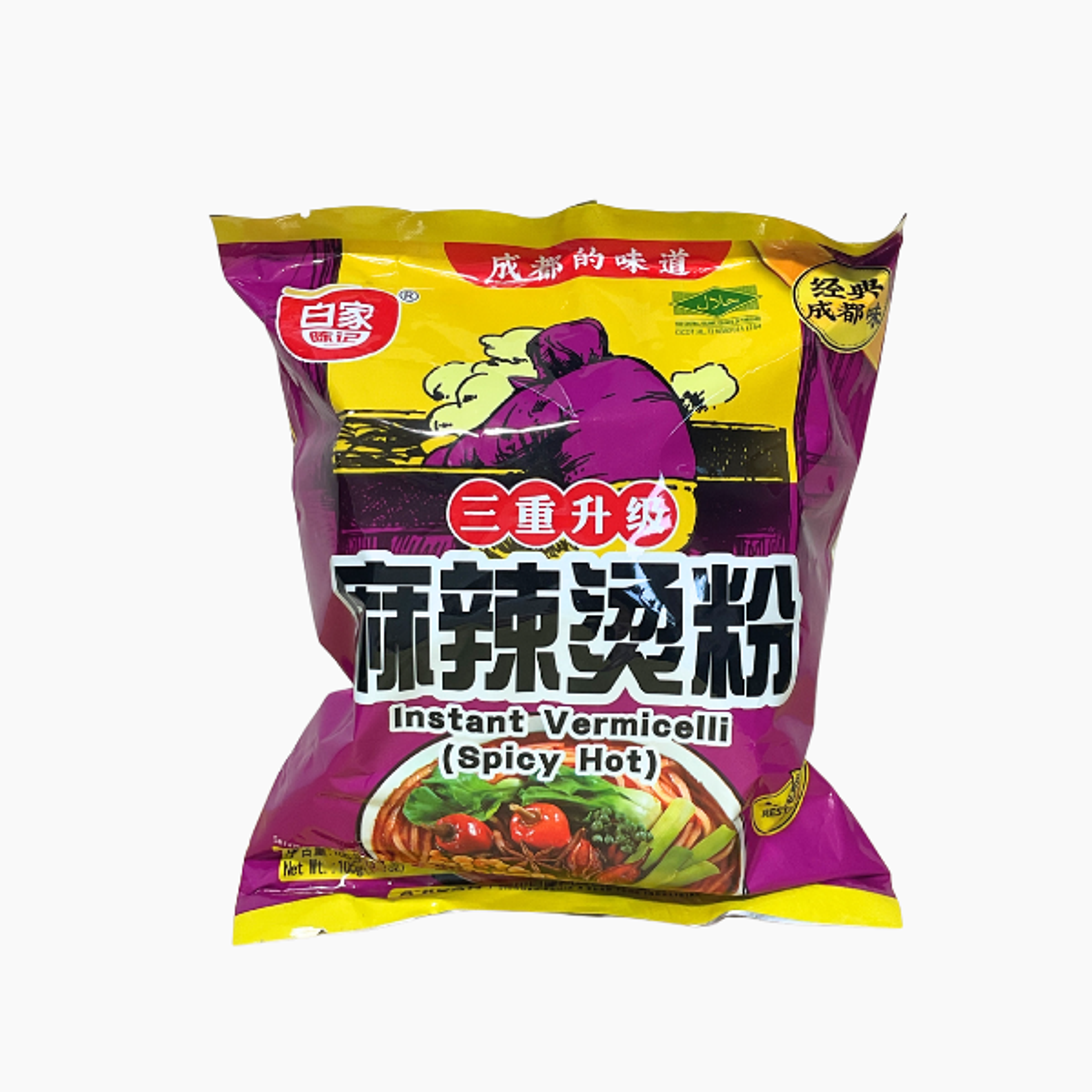 BAIJIA Instant Vermicelli Hot Spicy Flavor 105 g | Scharfe Glasnudeln im China-Style