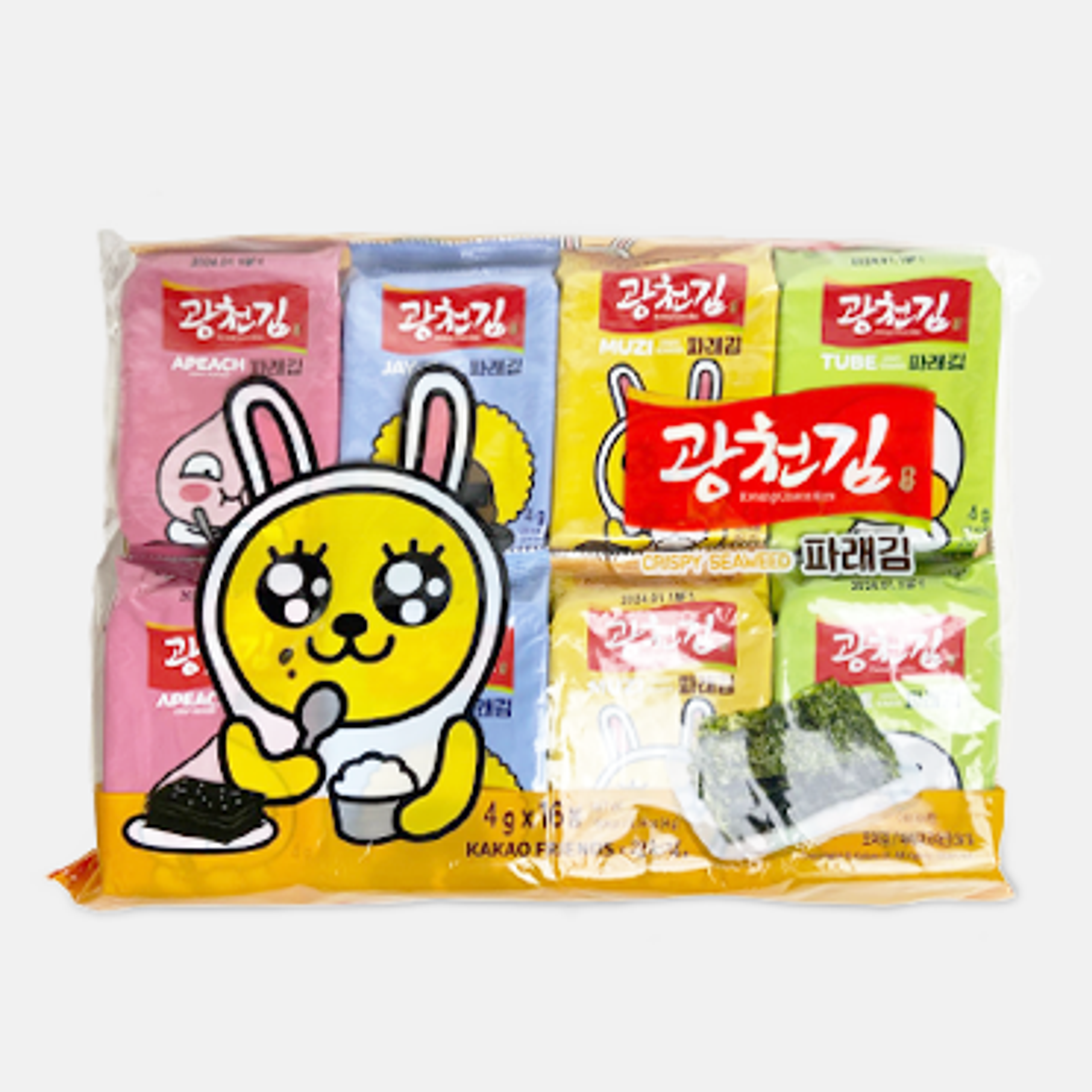 Kakao Friends Crispy Seaweed als Teil einer gesunden Snack-Auswahl