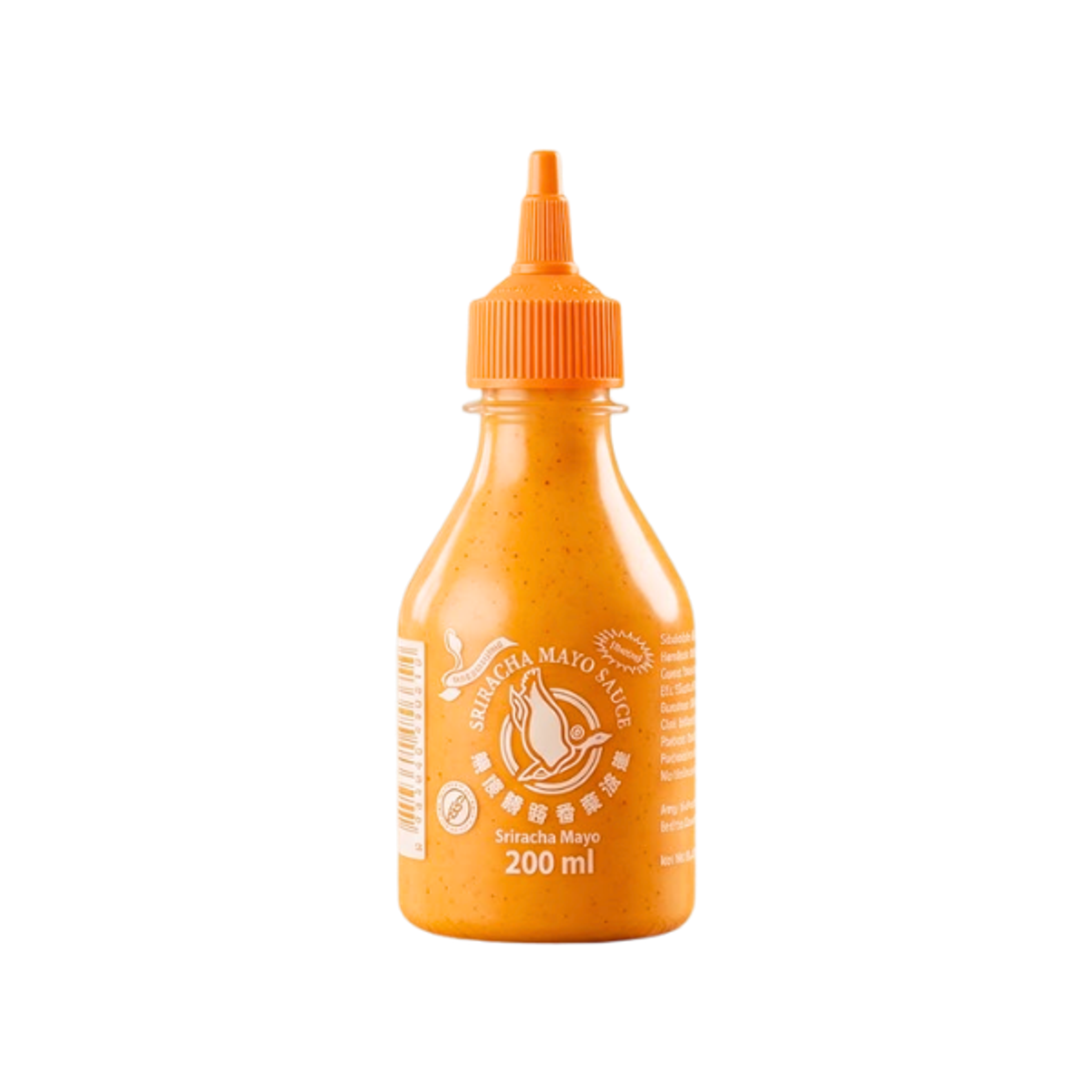Eine-Vielfalt-von-Gerichten-verfeinert-mit-FLYING-GOOSE-Sriracha-Mayo-auf-einem-holzernen-Esstisch,-demonstriert-die-Vielseitigkeit-der-Sauce