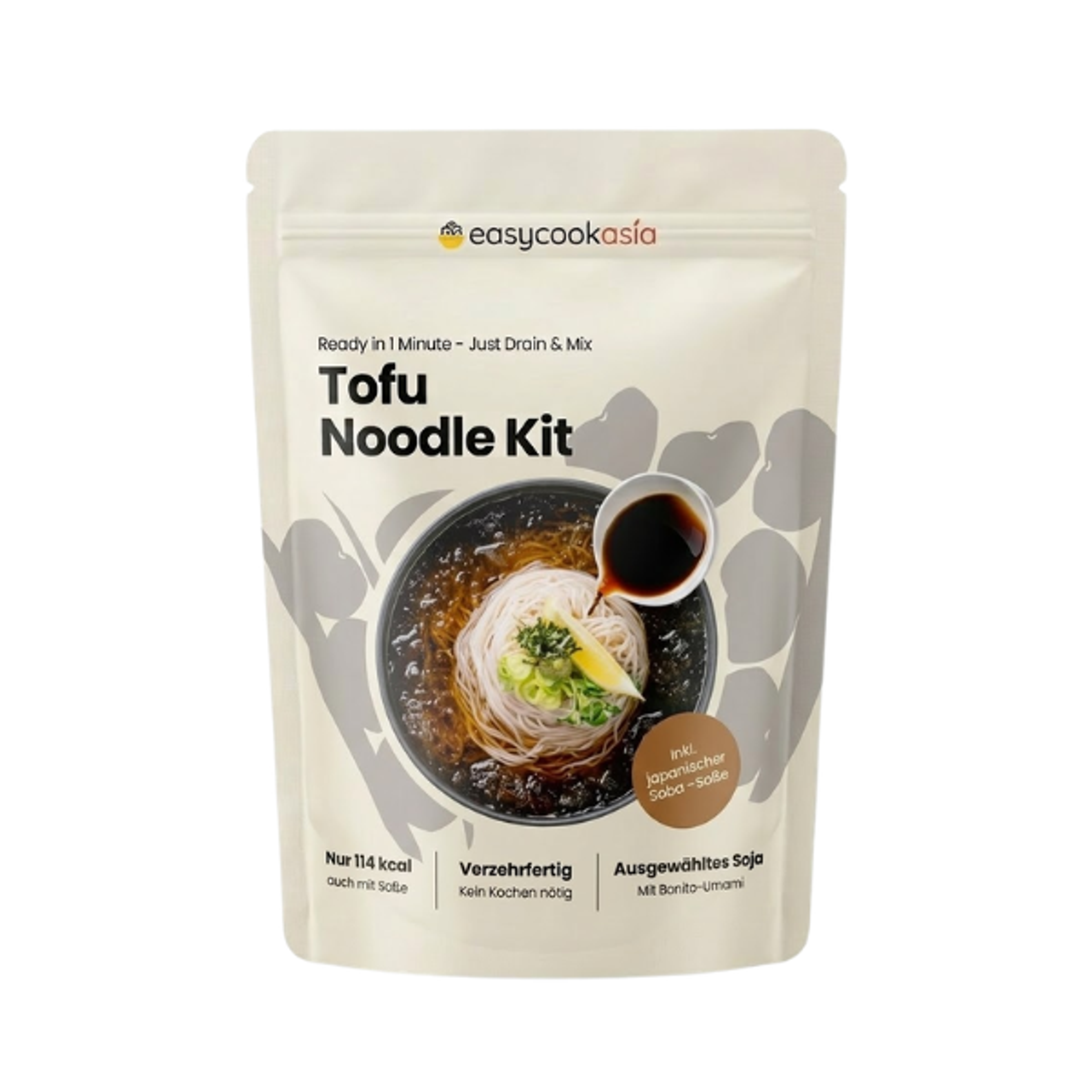 ECA Tofu Noodle with Soba Sauce 376 g | Low-Calorie Tofu Noodles with Savory Soba Flavor