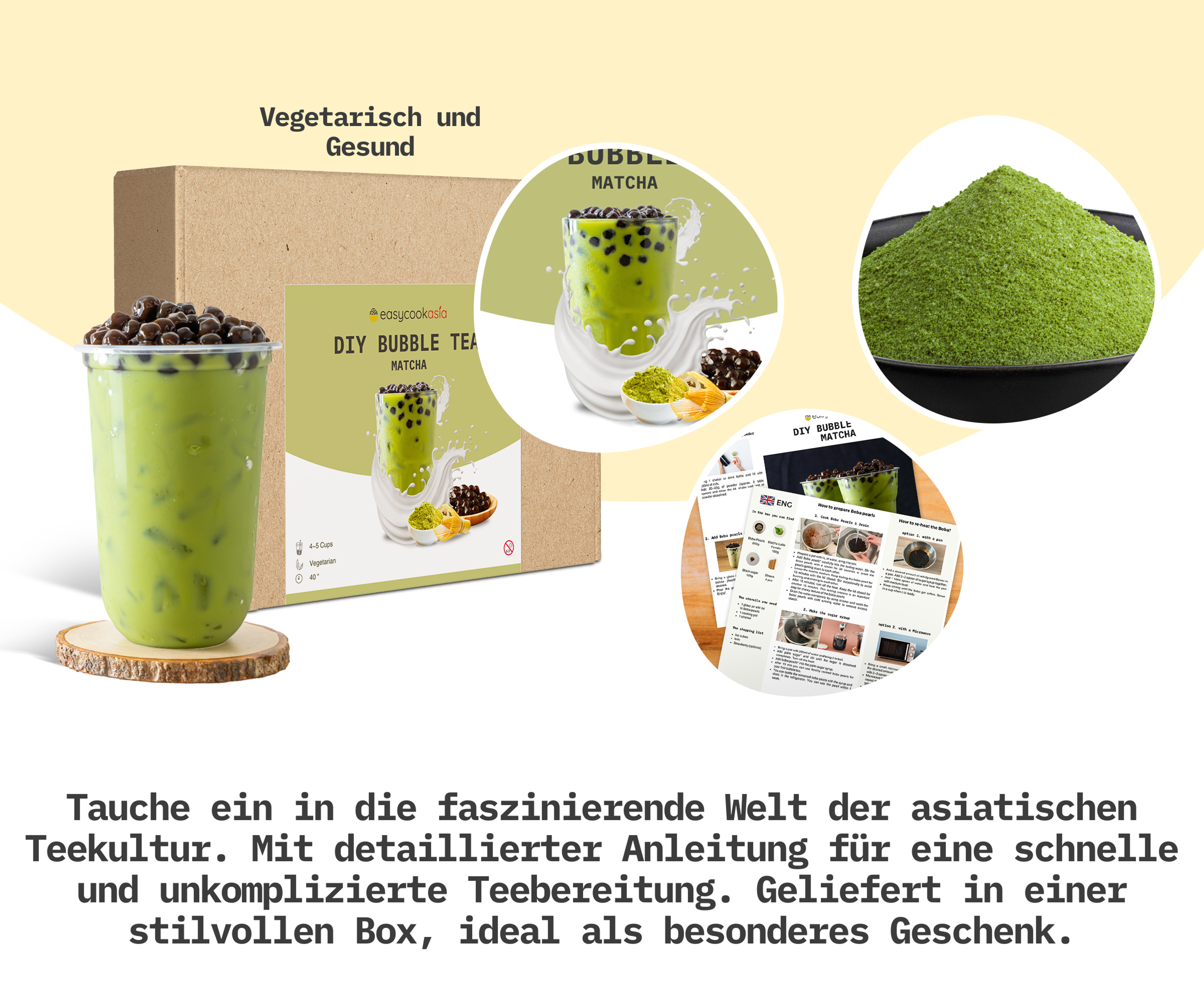 DIY Bubble Tea Matcha Kit bei einer Party: Zeigt die Verwendung des Kits bei einem Event.