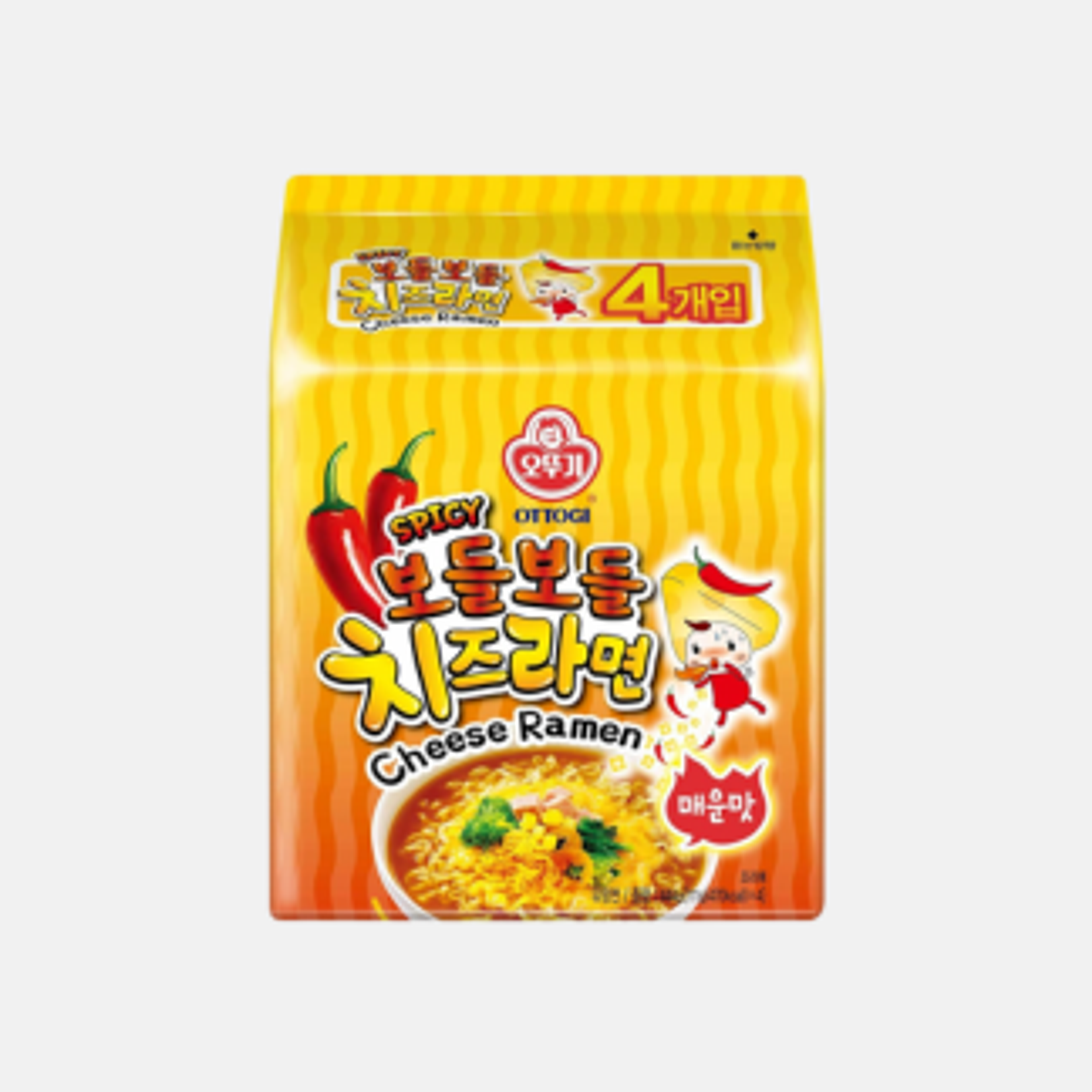 OTTOGI Spicy Cheese Ramen 4-Pack - Spicy Cheese Delight for Ramen Lovers