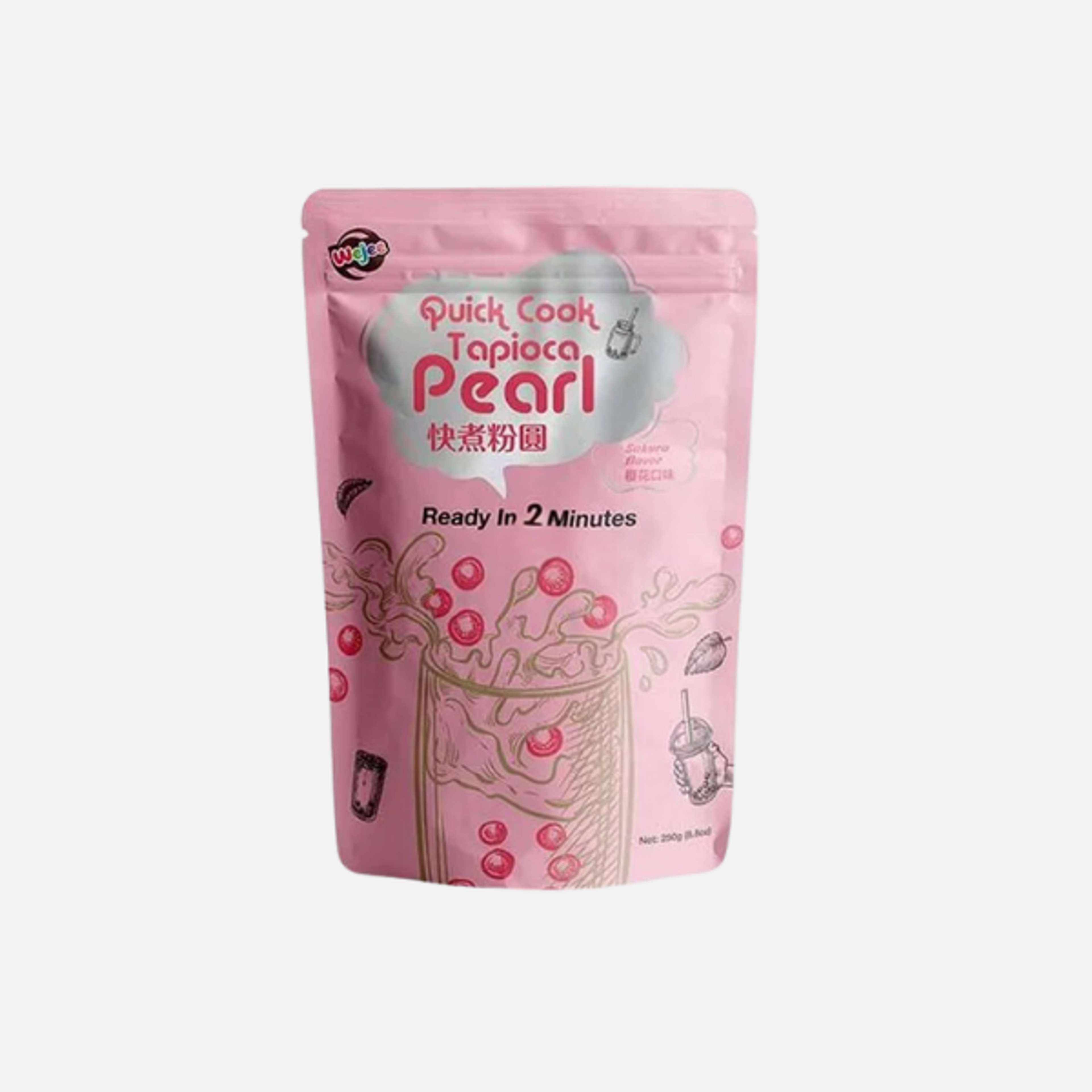  Wejee Quick Cook Tapioca Pearl Sakura 250g – Schnell zubereitete Tapiokaperlen in zartem Rosa