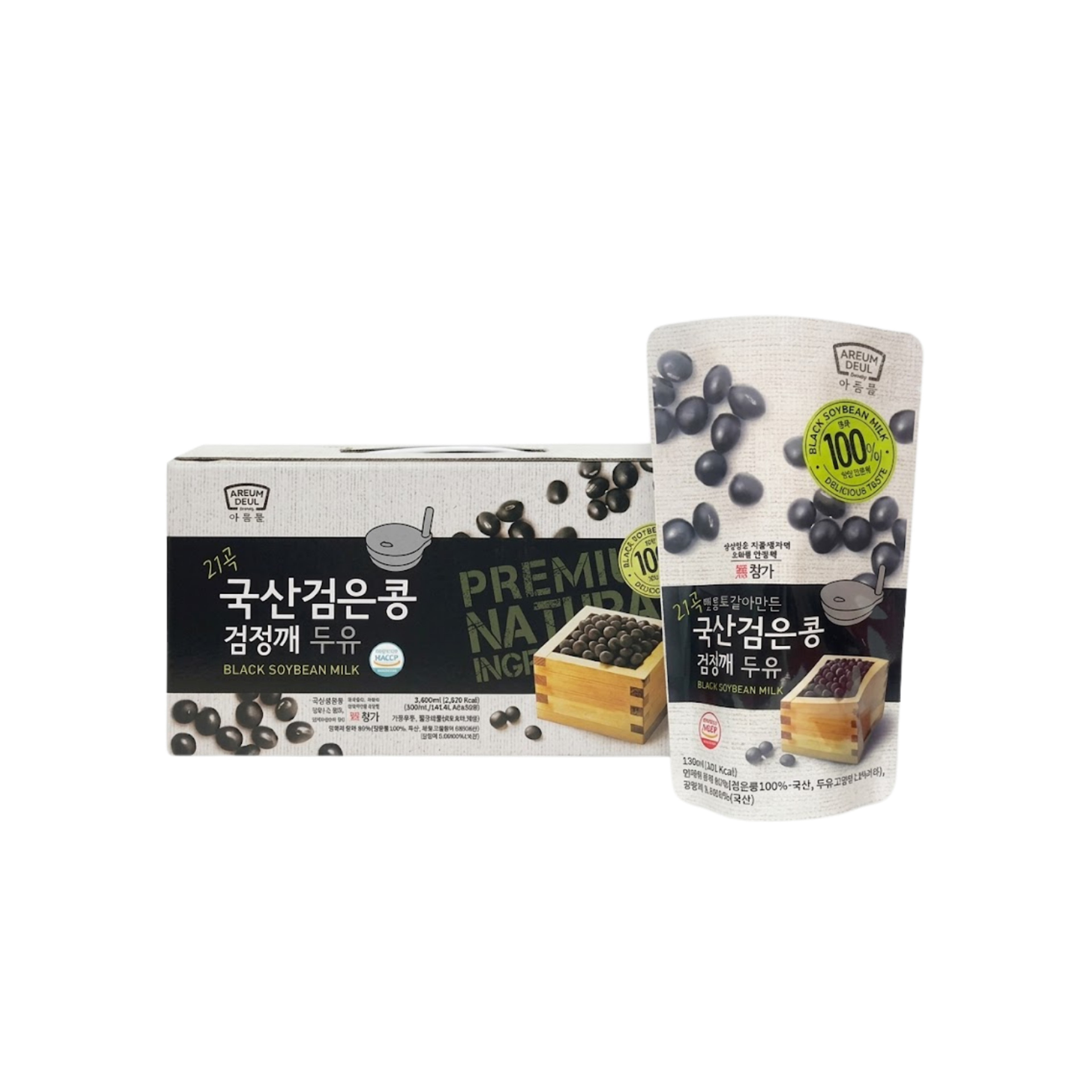 AREUMDEUL Schwarze Sojamilch 180ml | Mit 21 Getreidesorten & schwarzem Sesam