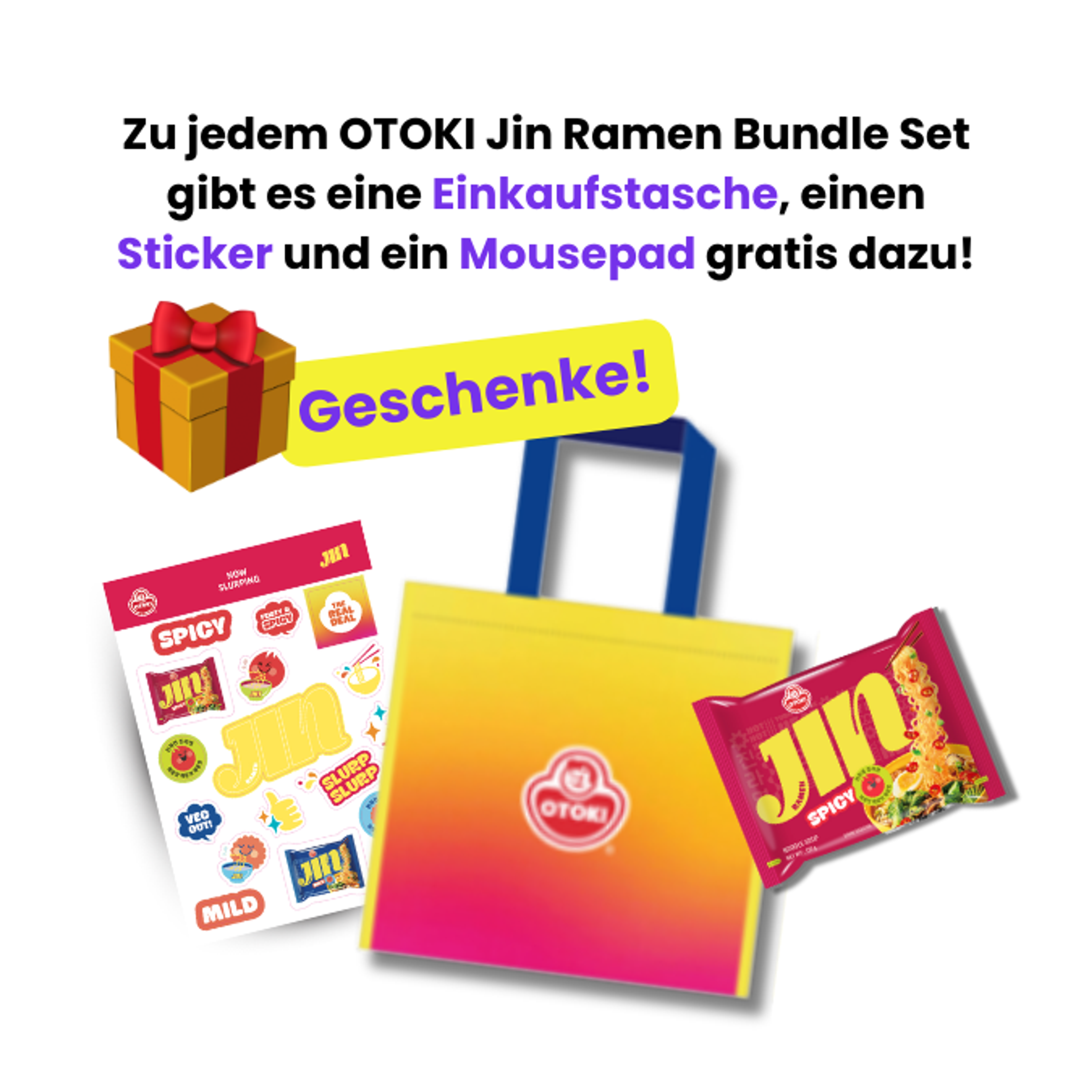 OTOKI JIN RAMEN Mild Bundle Set | Korean Mild Ramyeon Set with Exclusive BTS JIN Stickers