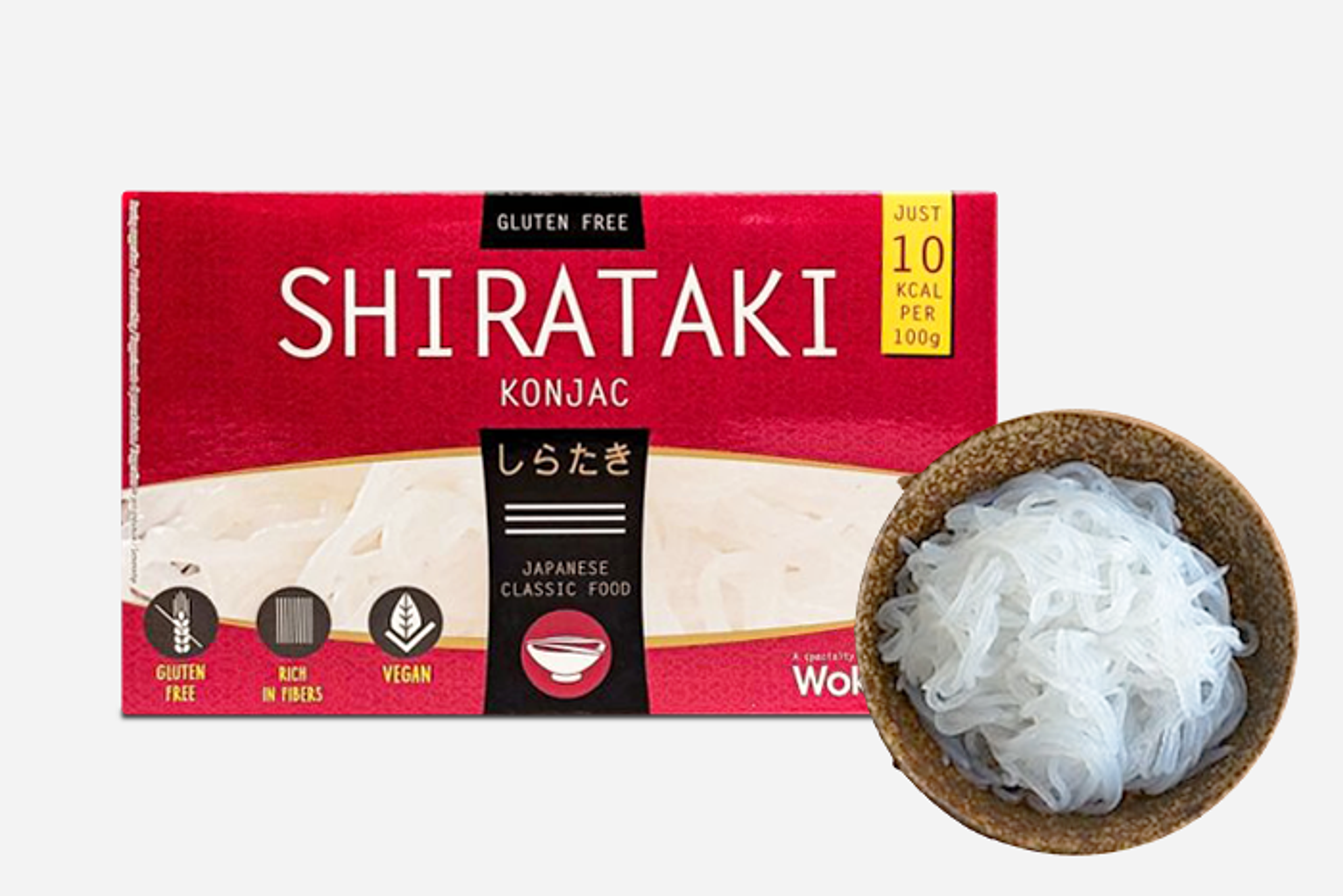 Wok Foods Shirataki Konjac 350g  - Zubereitete Wok Foods Shirataki Nudeln in einer traditionellen japanischen Suppe.