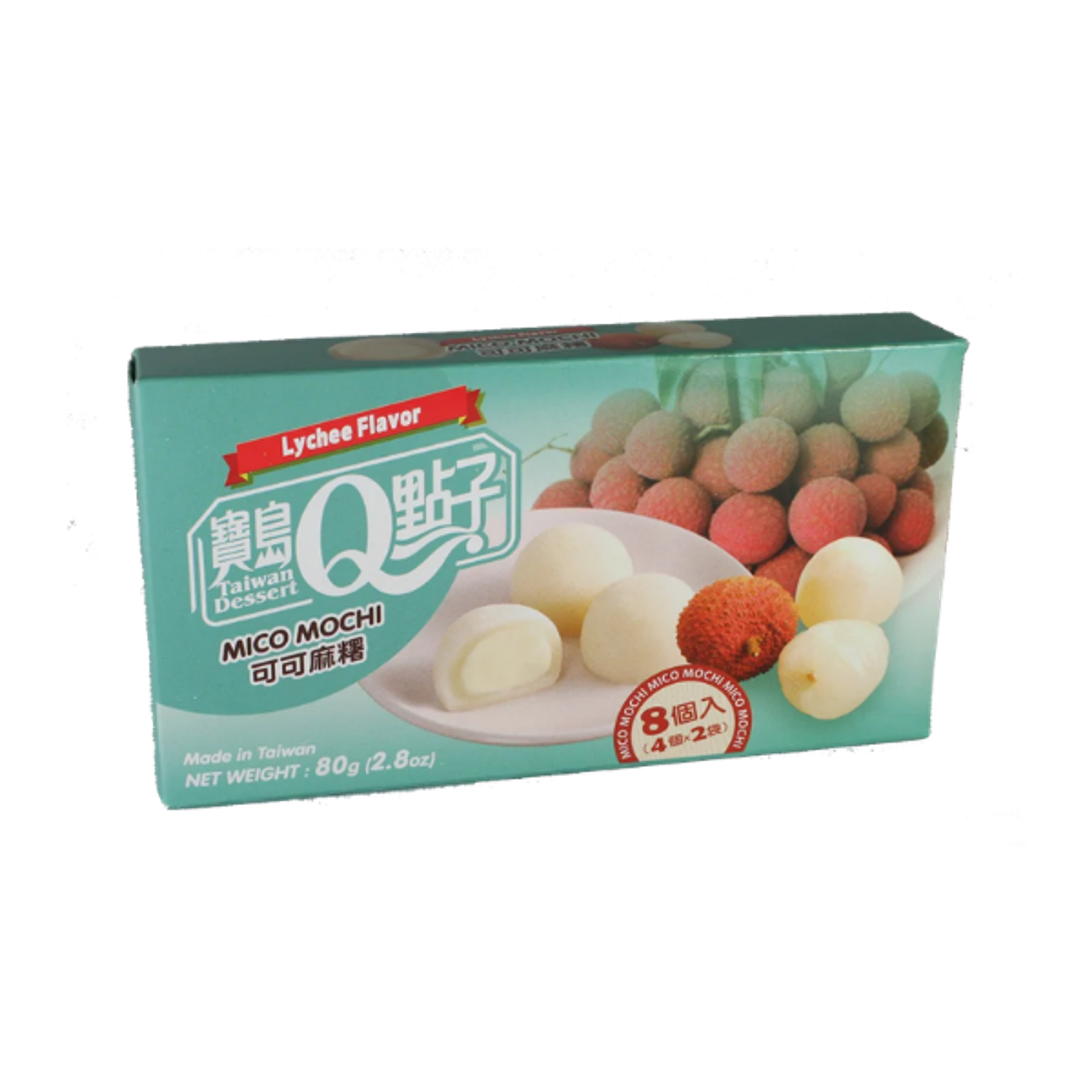 TW Q Mico Mochi Litschi 8er-Packung Taiwanesisches Mochi mit fruchtigem Litschi-Geschmack