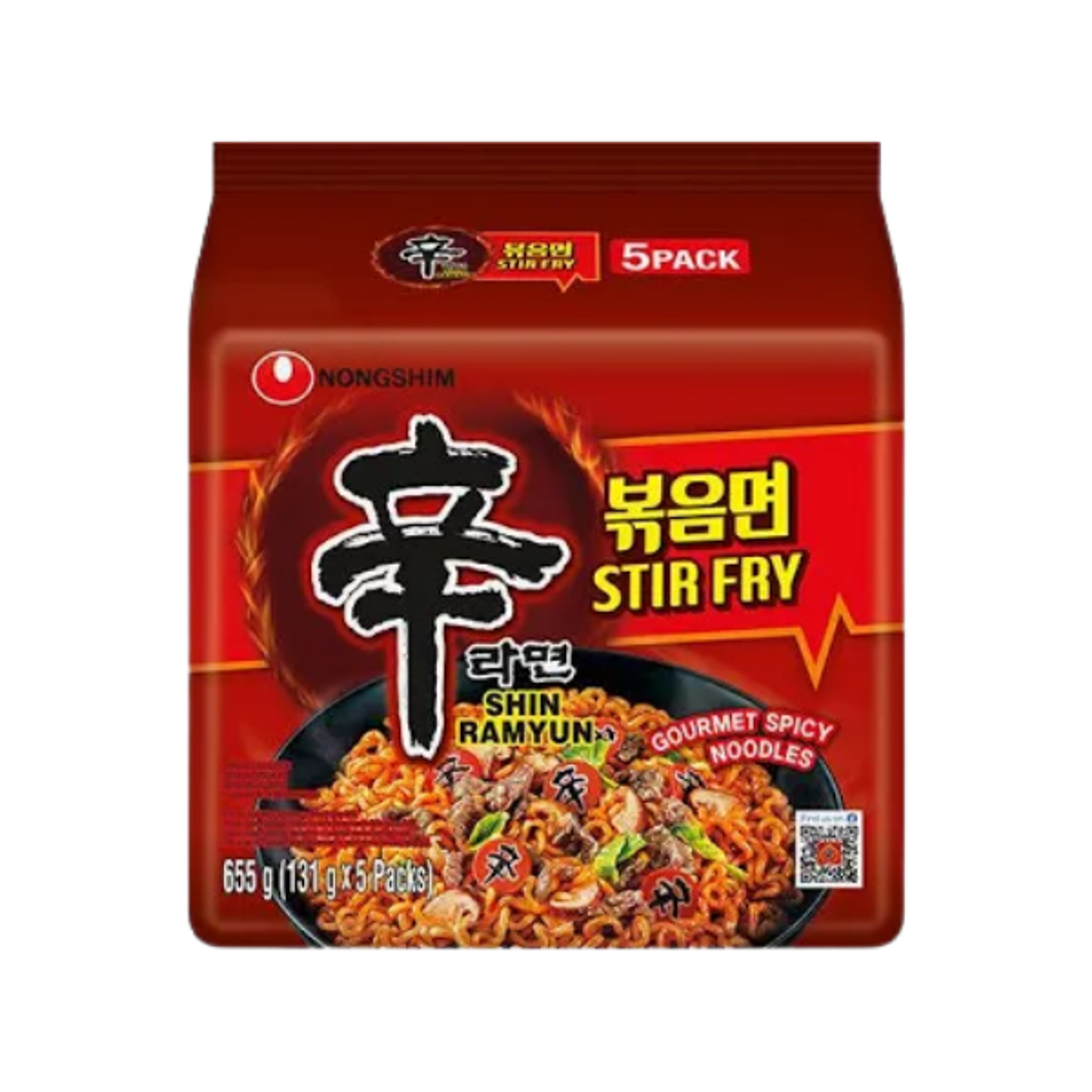 Nongshim Shin Ramyeon Stir Fry 5er-Pack - Würzige gebratene Instantnudeln mit intensivem Geschmack