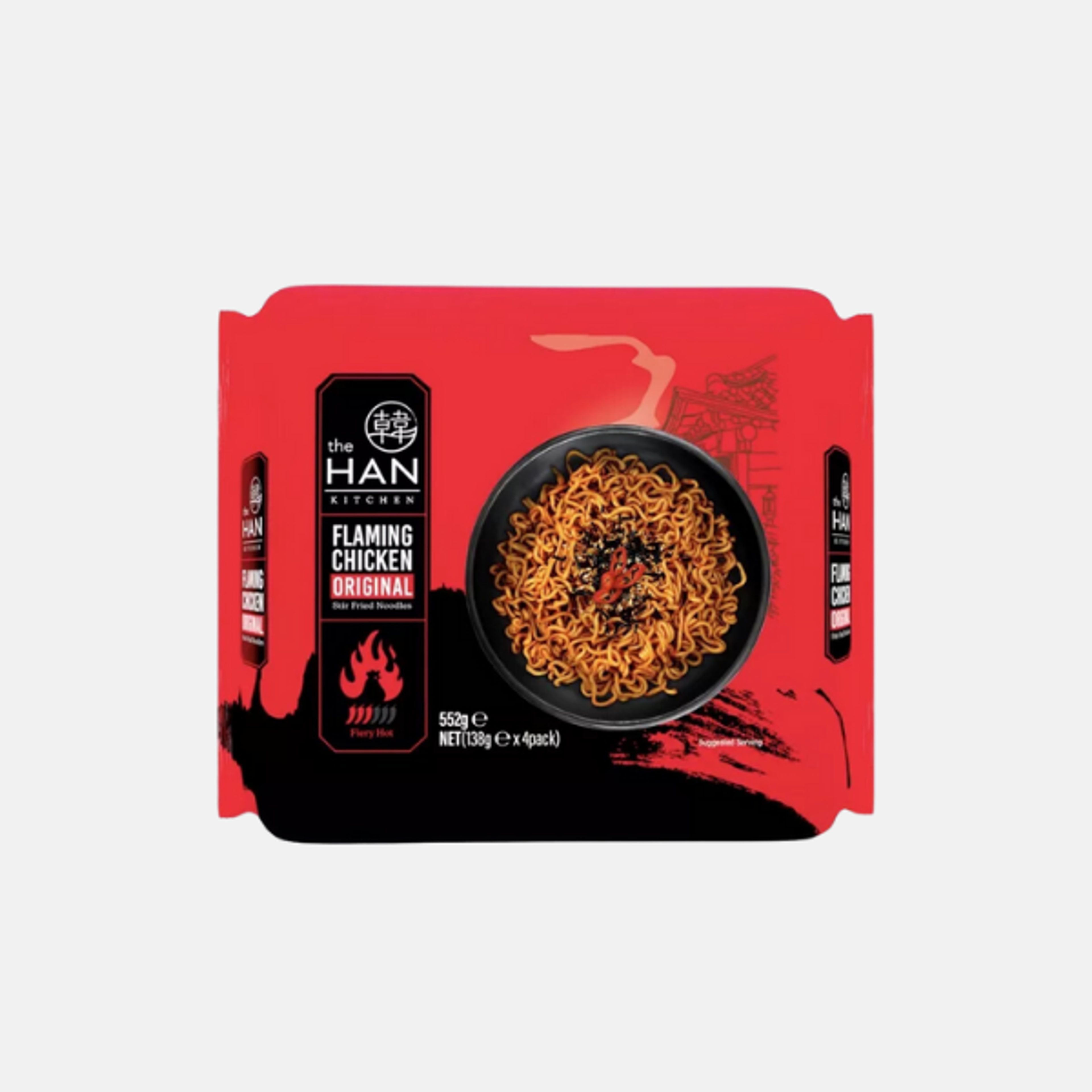 THE HAN KITCHEN Flaming Chicken Original Ramyeon 4er Pack – Extra scharfe gebratene Nudeln