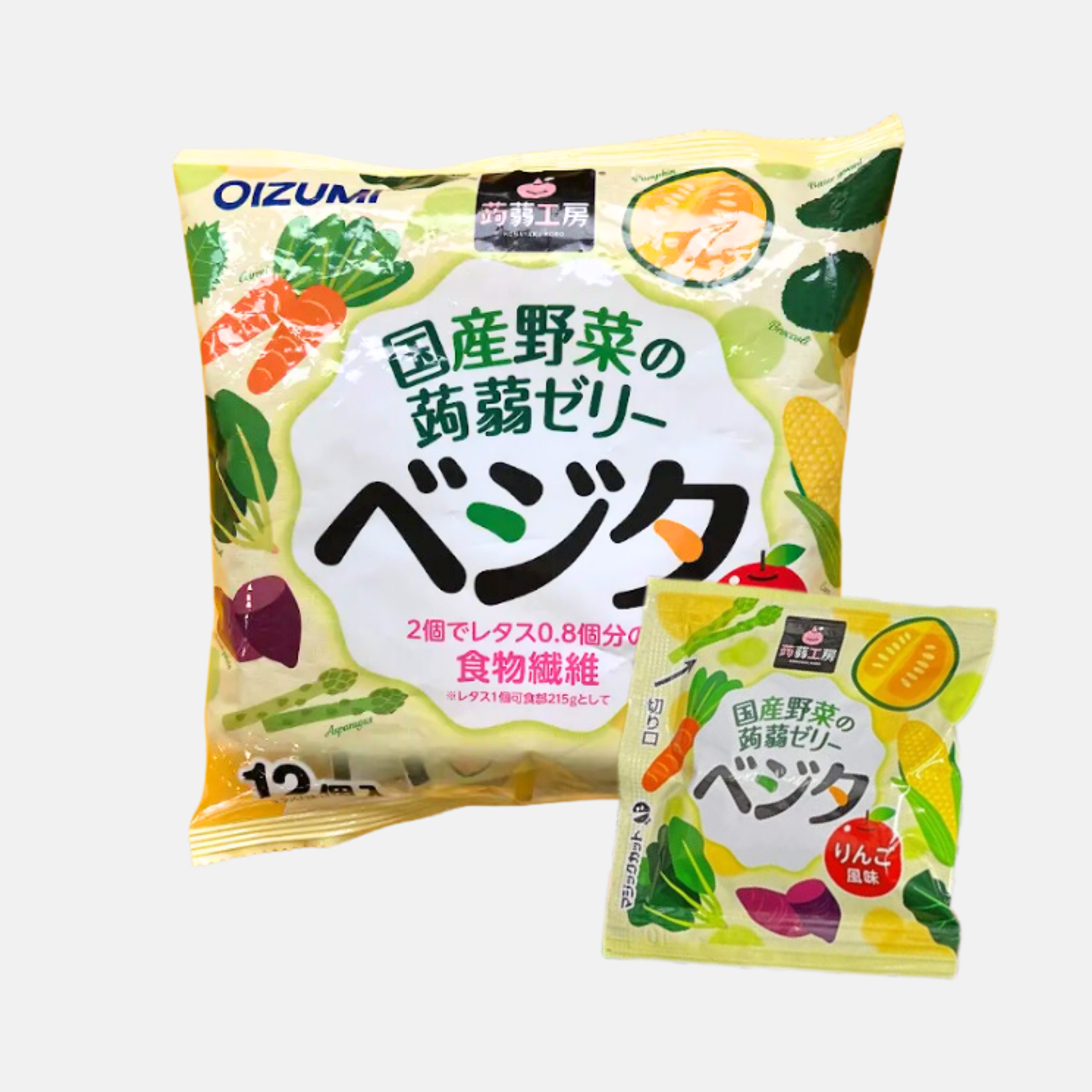 OIZUMI Konjak Jelly Gemüse - Healthy Vegetable Konjac Snack, 12 Pack