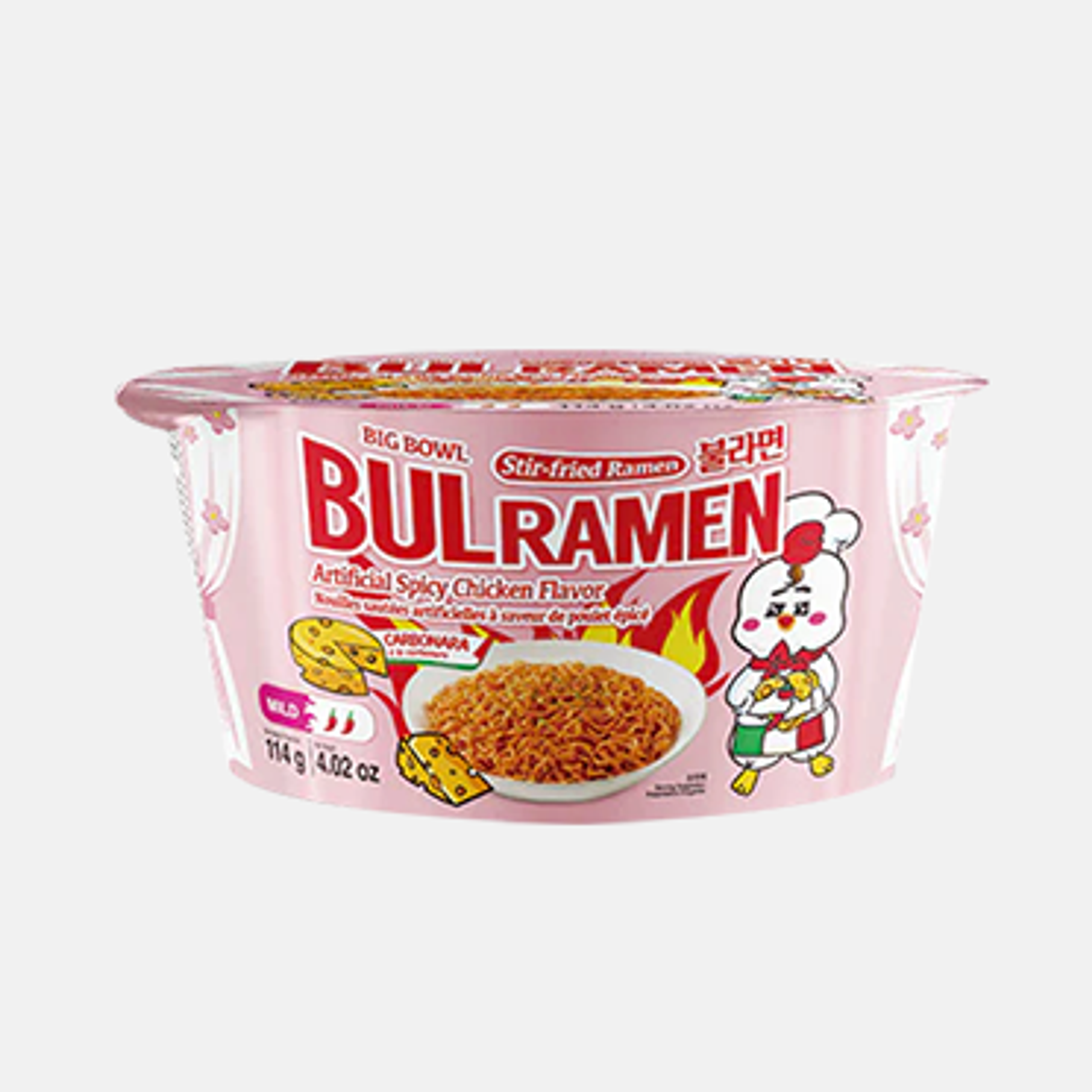 Raon Bulramen Spicy Chicken Flavor Ramyeon Carbonara Big Bowl 114g - Würzige Carbonara Cup-Ramen