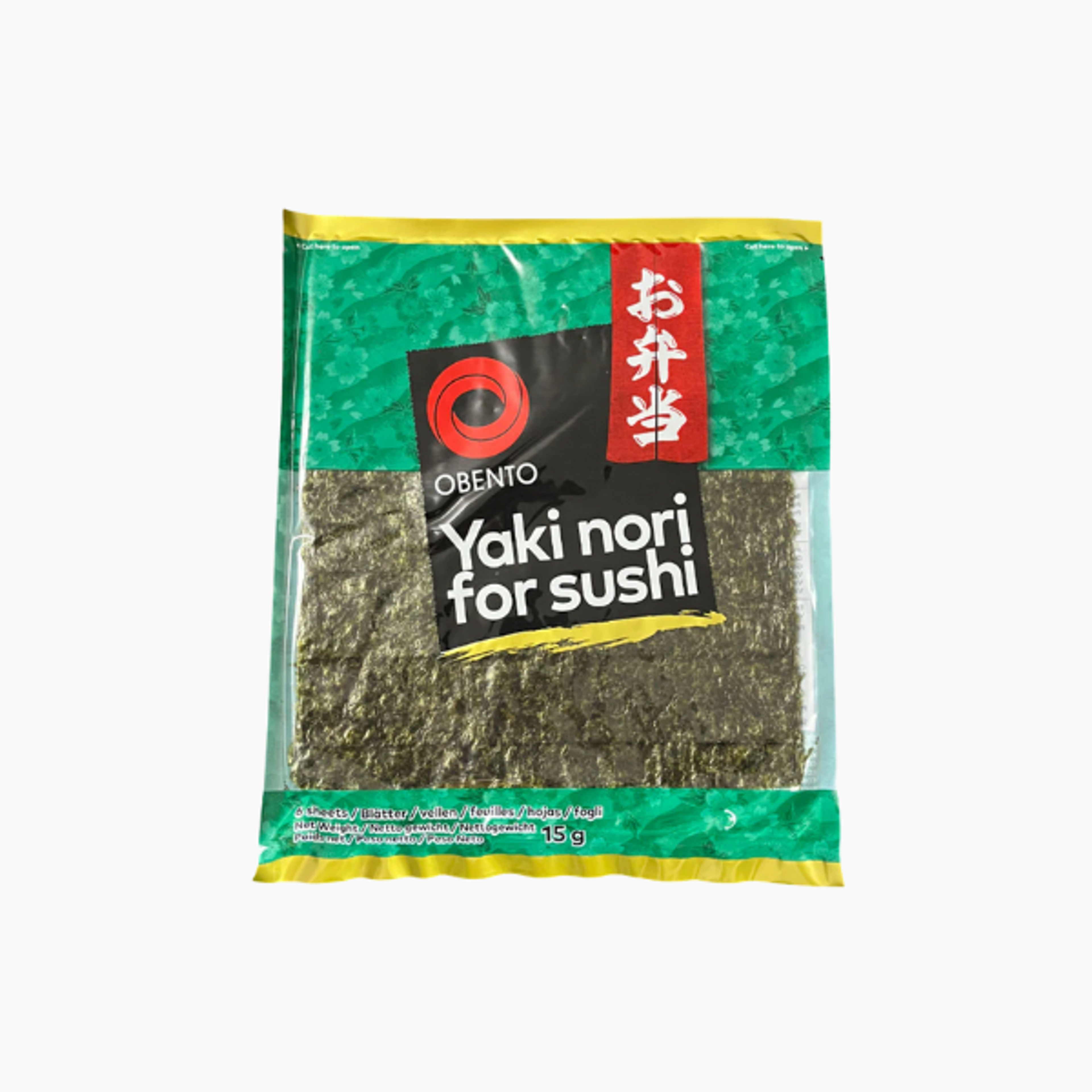 OBENTO Yaki Nori 15g (6 Sheets) | Roasted Seaweed for Sushi, Onigiri & More