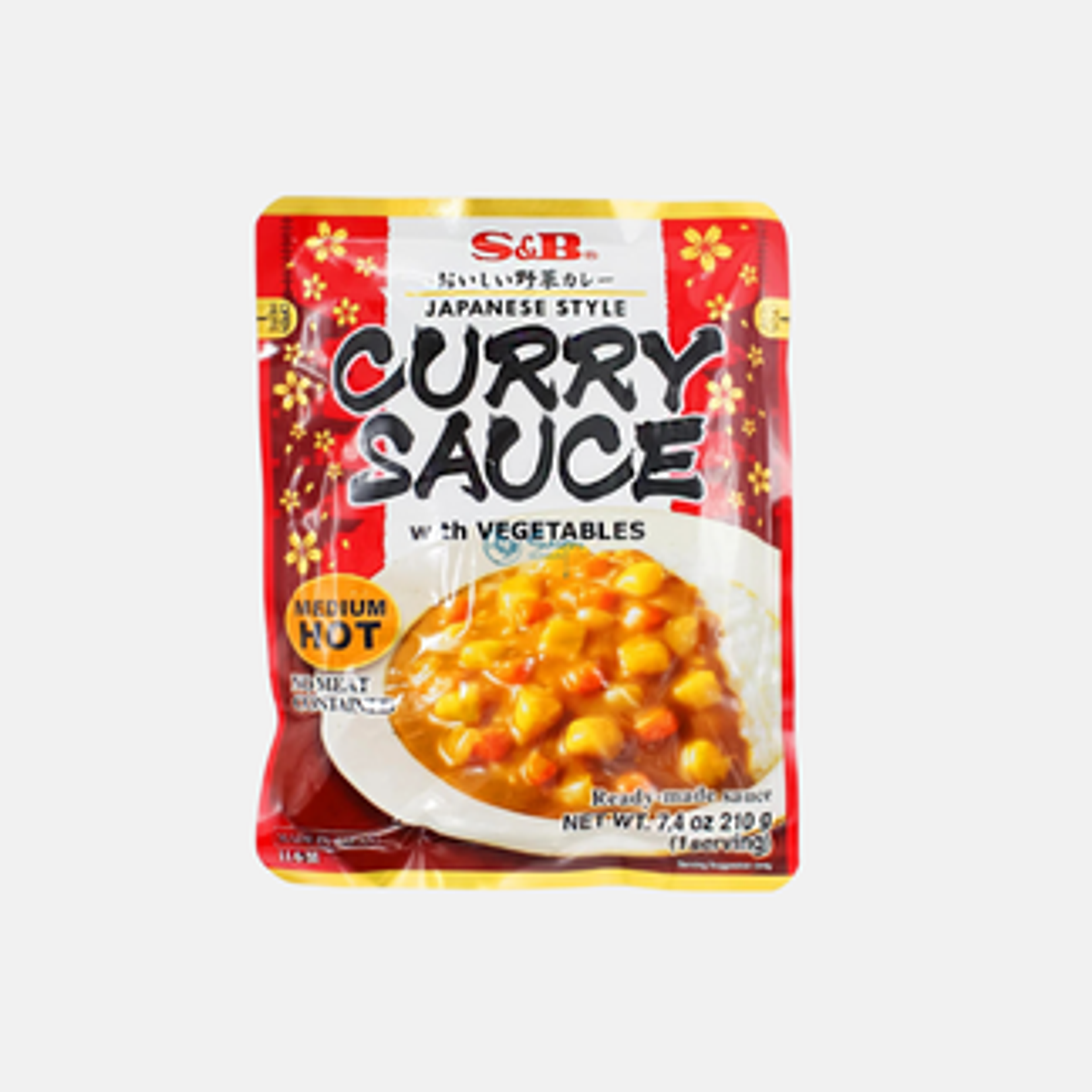 S&B Japanische Currysoße mit Gemüse Medium Hot 210g - Mittelscharfe Currysoße