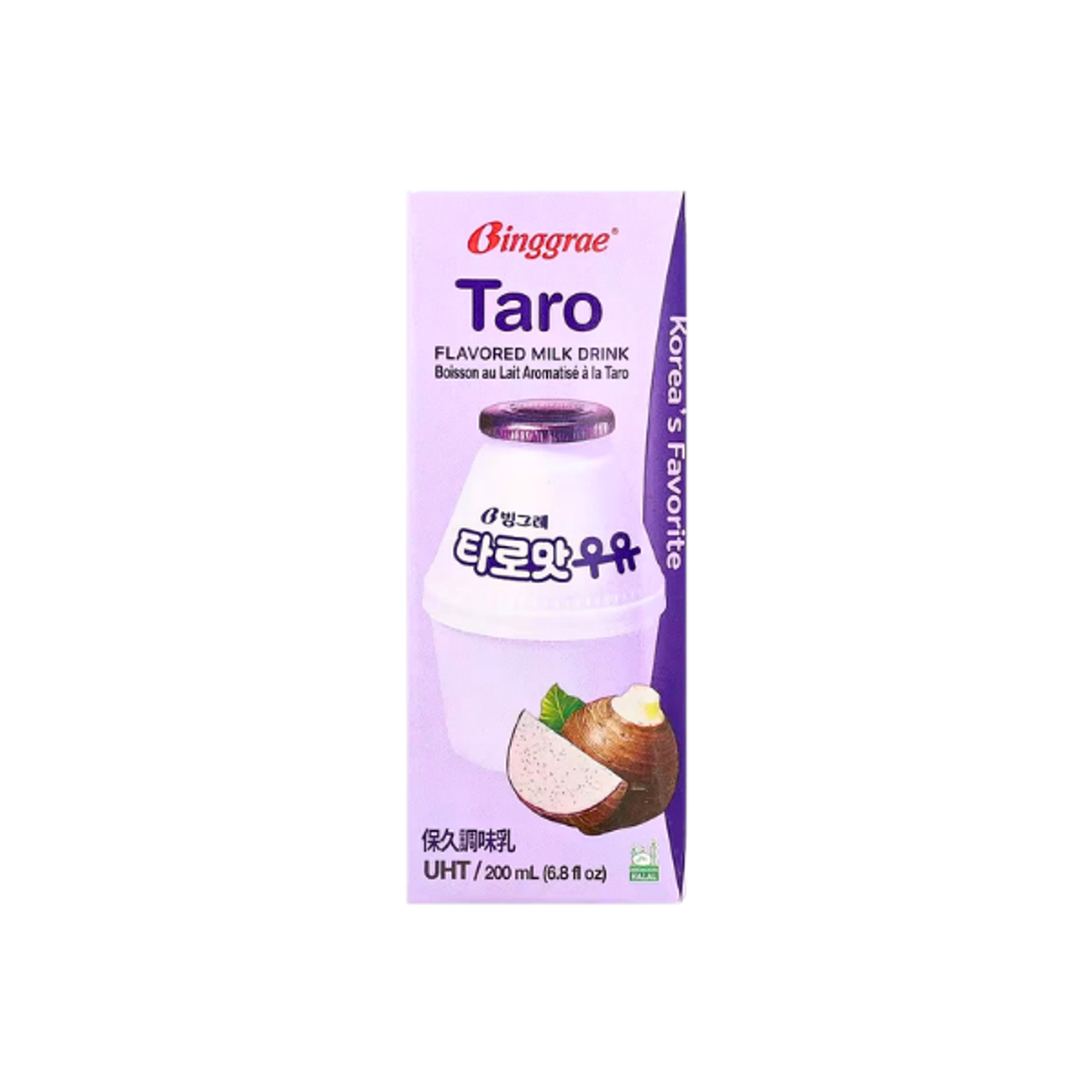 BINGGRAE Taro Milk Drink 200ml | Koreanischer Taro Milchdrink