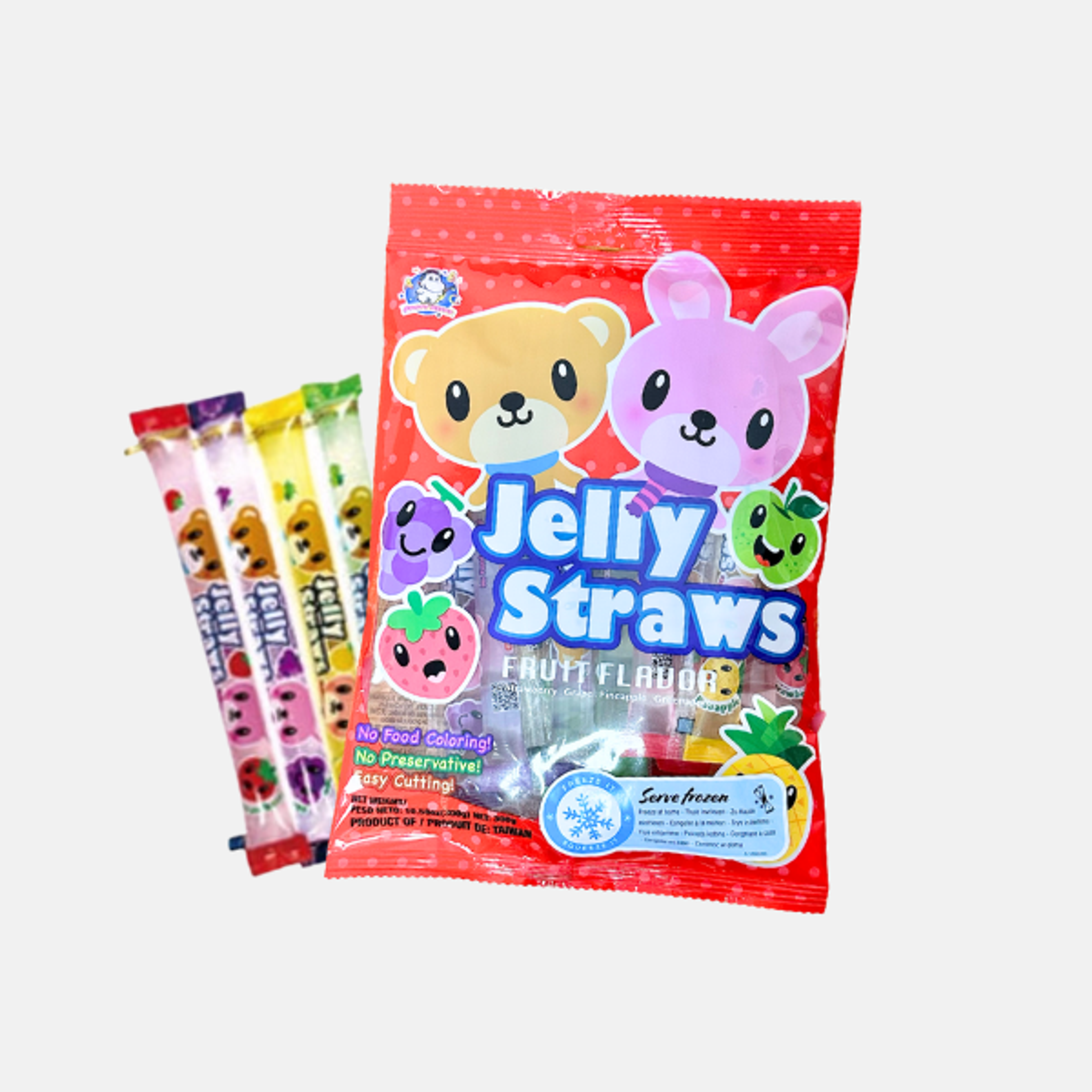 ABC Jelly Straws Fruchtgeschmack 300g - Bär & Hase - Fruchtige, vegane Gelee-Strohhalme