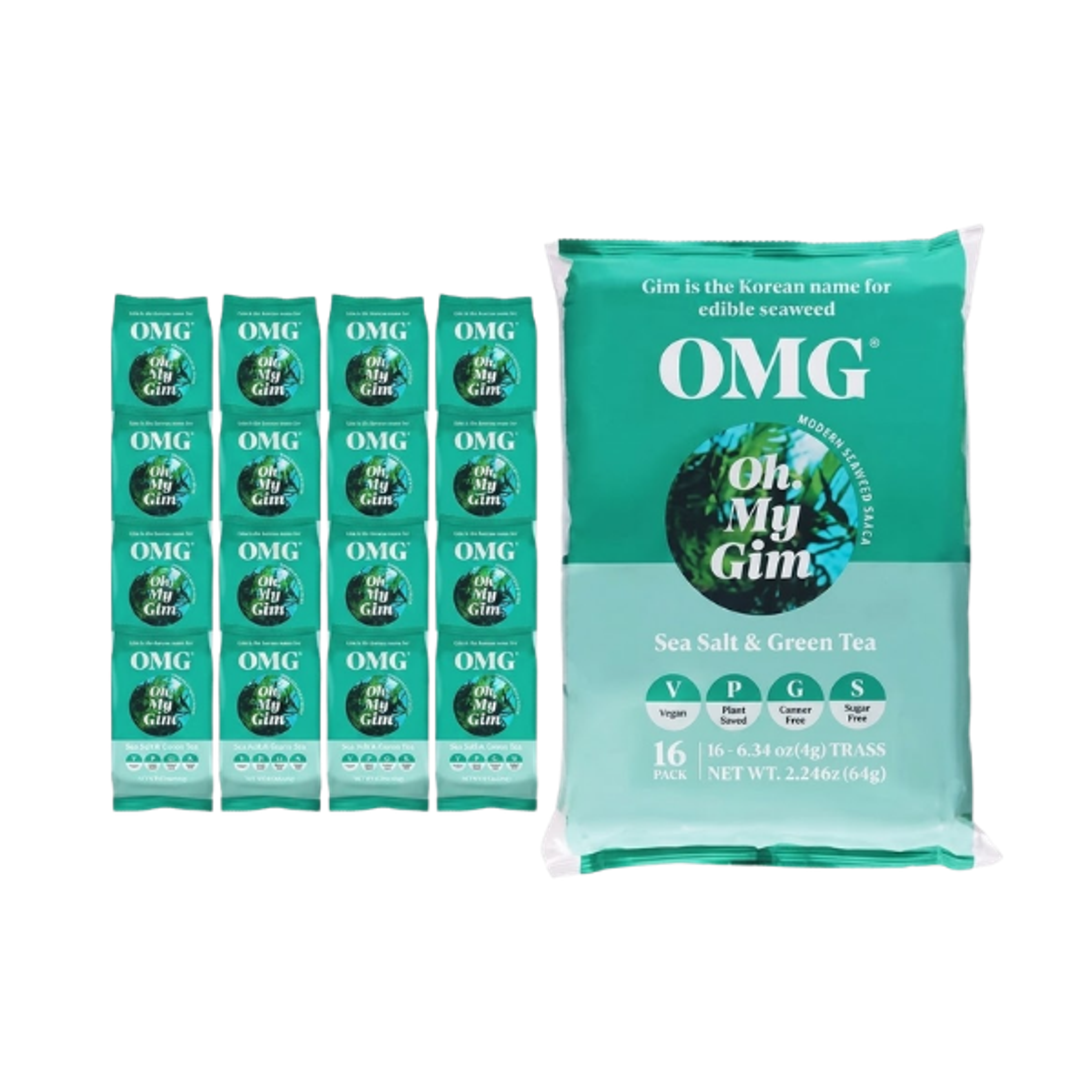 Oh! My Gim Seetang Snack Meersalz & Grüntee 16 Pack