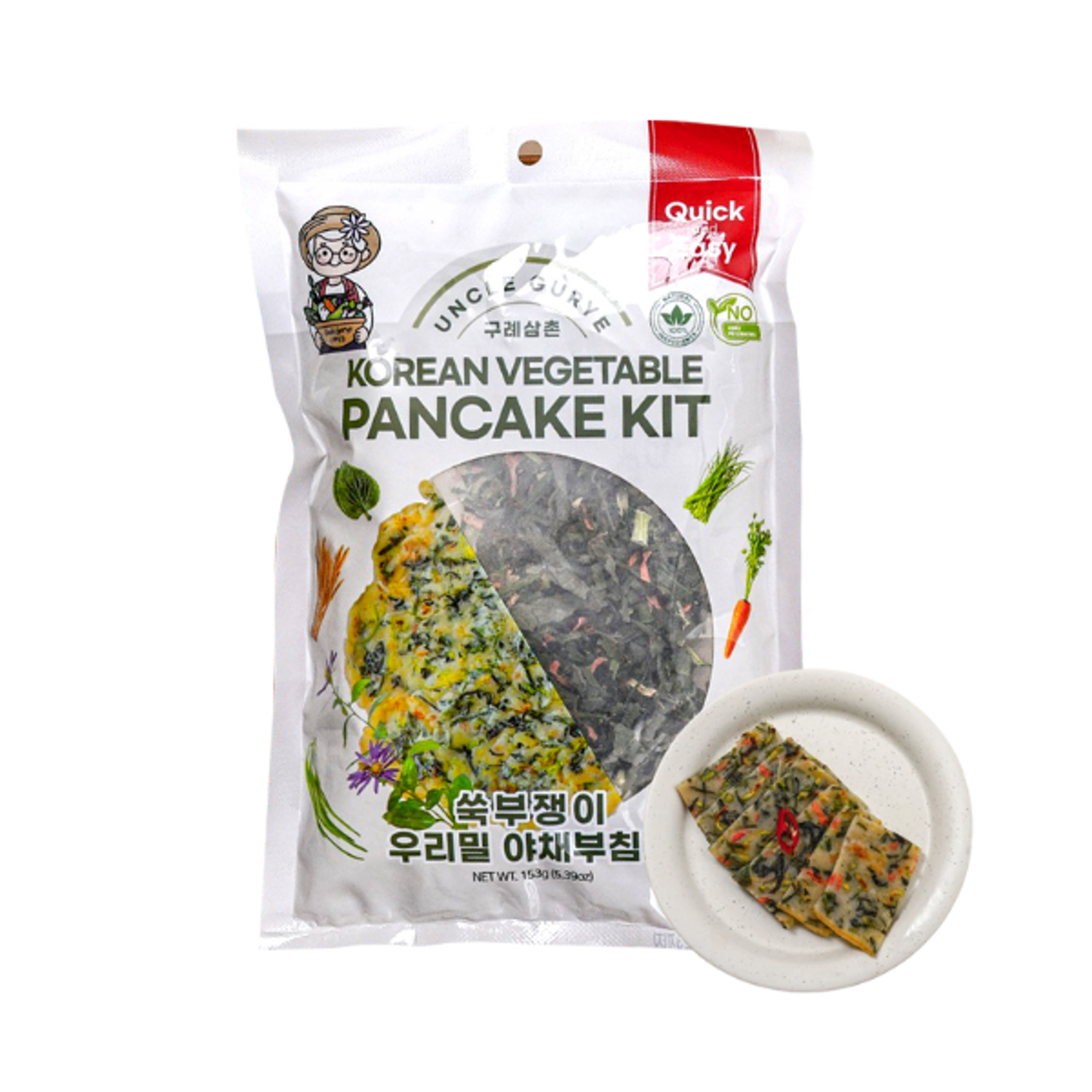 GURYE Korean Vegetable Pancake Kit 153g | Koreanisches Gemüsejeon-Set – mit Trocken-Gemüse & Mehl