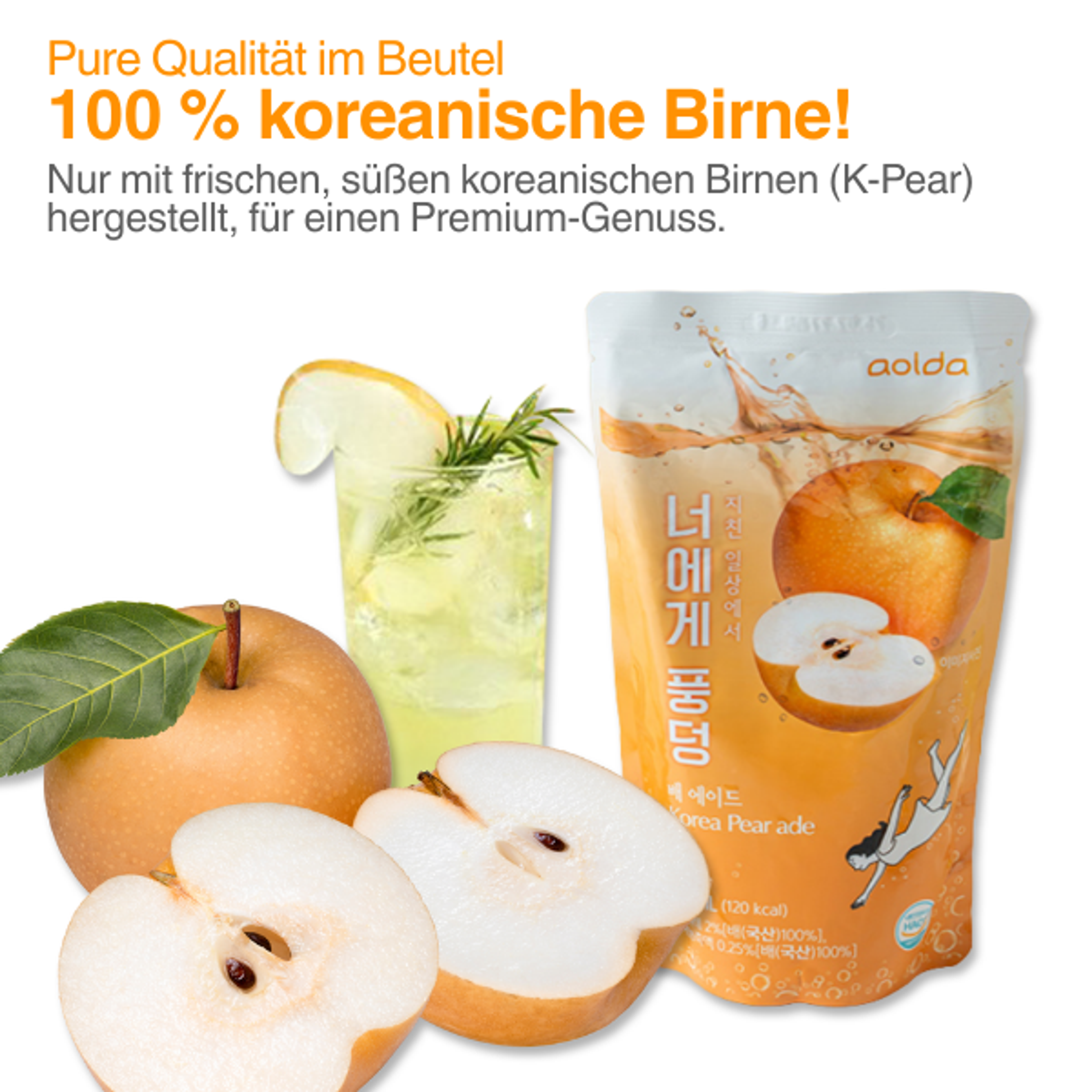 AOLDA Pouch Drink Korean Pear Ade 230ml | Koreanischer Birnenpunsch für unterwegs