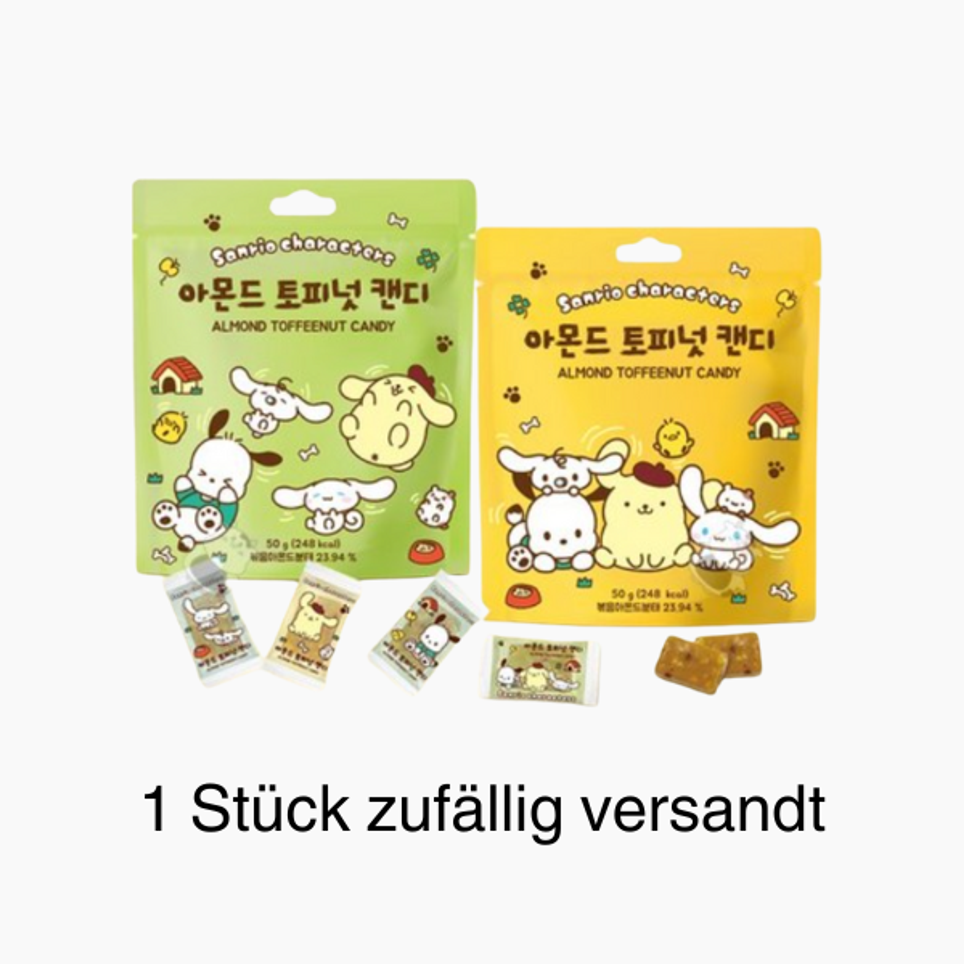 MISTY x Sanrio Characters Almond Toffeenut Candy 50g – Zufälliger Versand, Sanrio-Design, knackiger Mandelgenuss