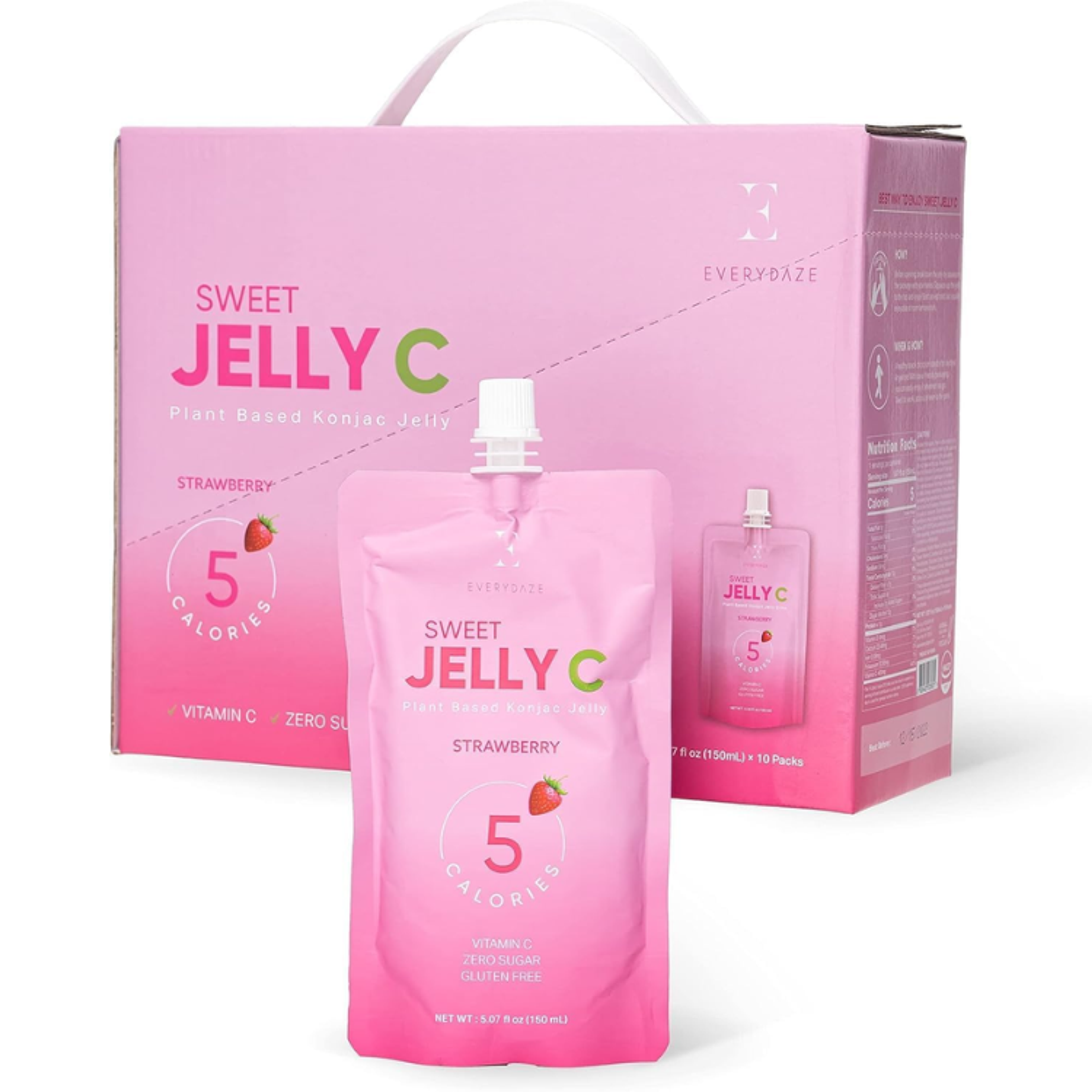 EVERYDAZE Sweet C Konjac Jelly Erdbeere 150ml - Erfrischendes, zuckerfreies Getränk mit Vitamin C