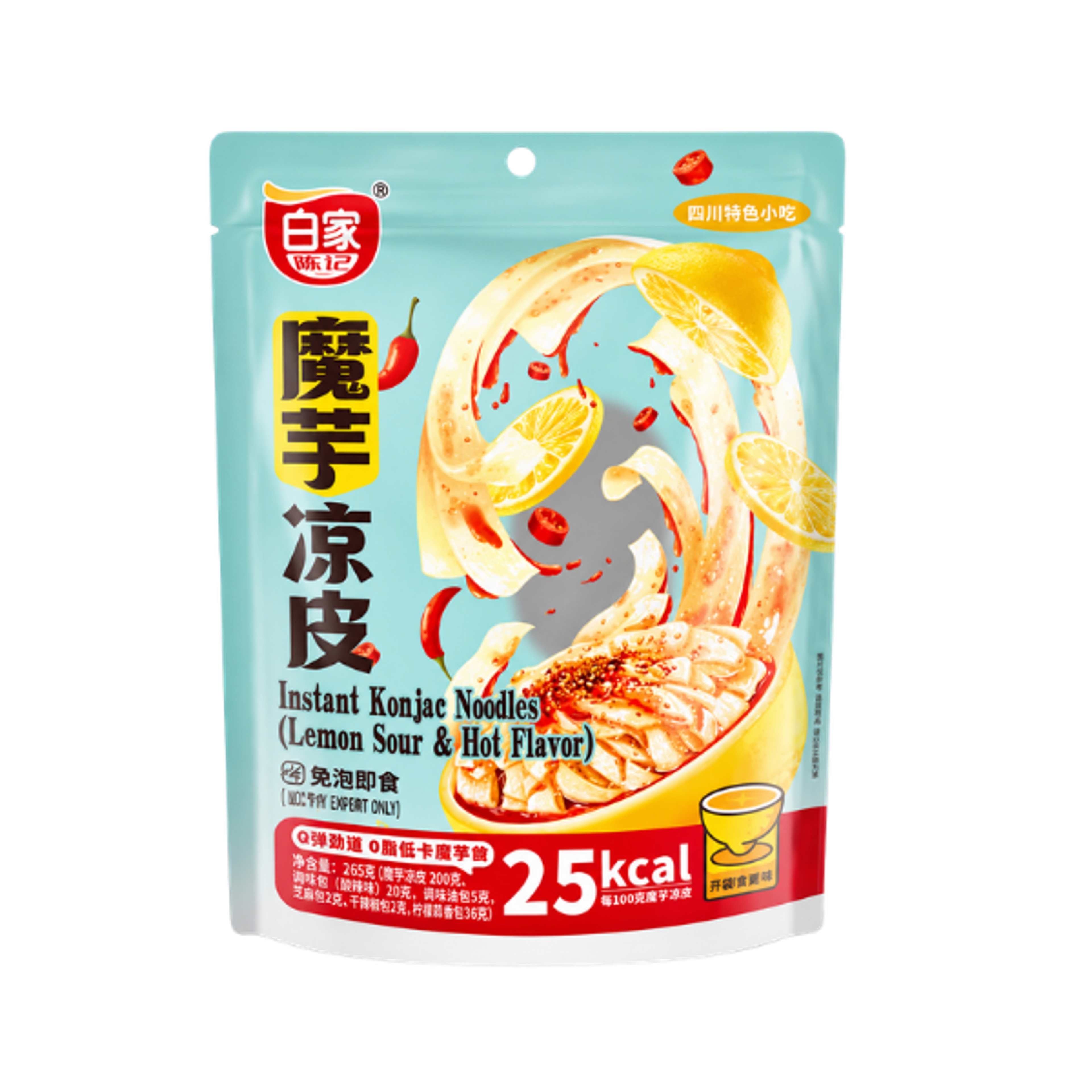 BAIJIA Instant Konjac Noodles – Zitronig, würzig & sauer 265g